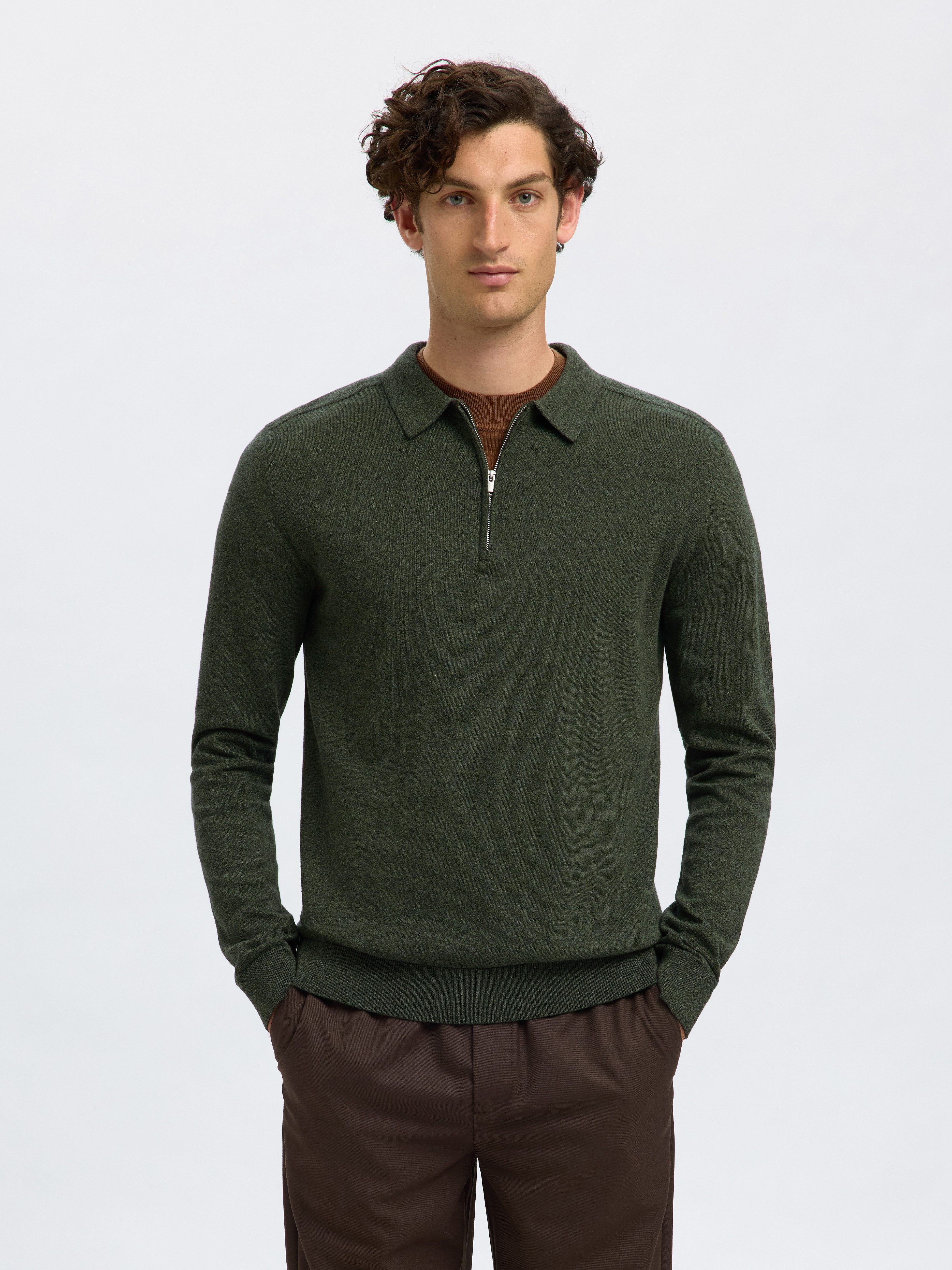 Selected Polokragenpullover SLHBERG LS HALF ZIP günstig online kaufen