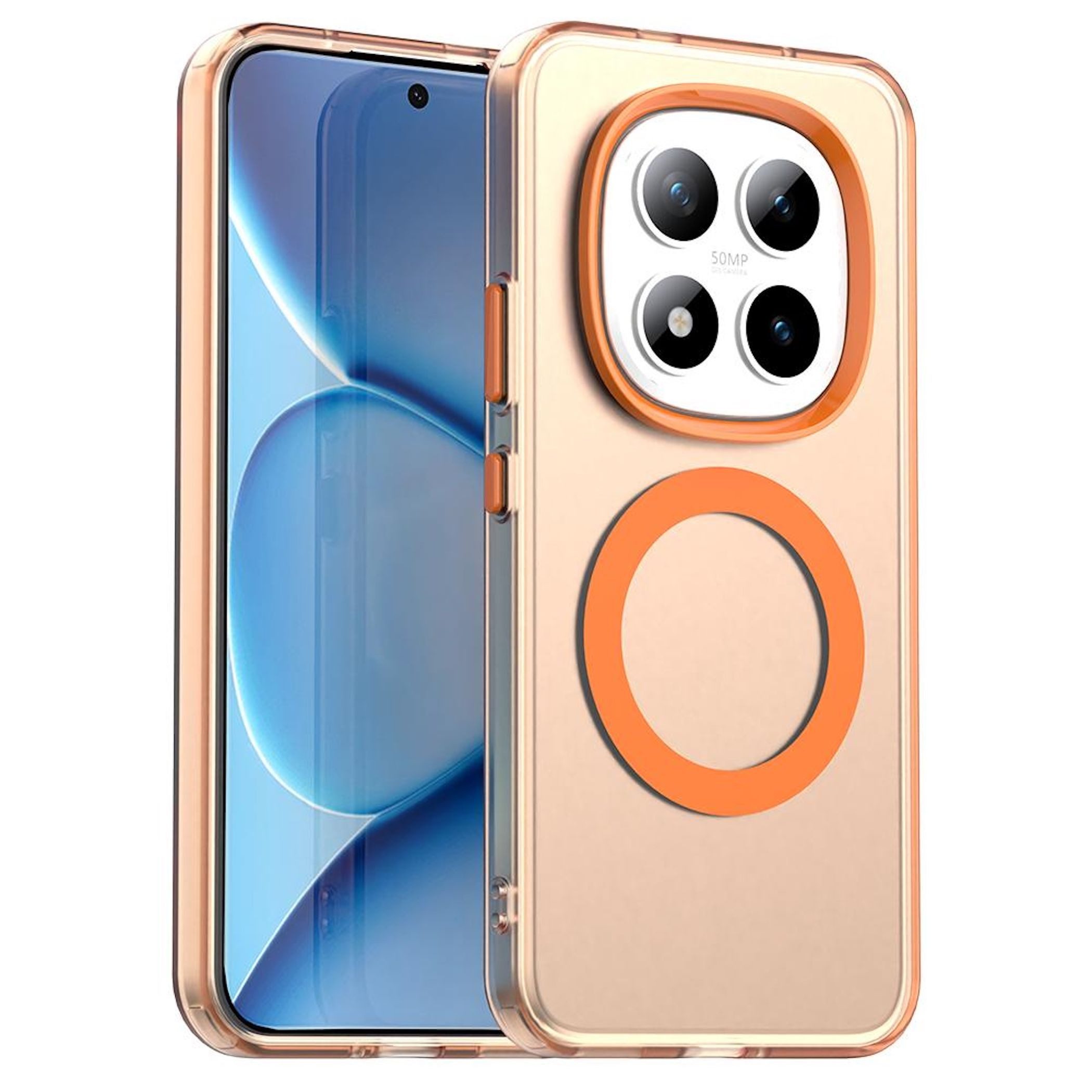Wigento Handyhülle Für Xiaomi Redmi Note 15 Pro Plus 5G Candy Design Magsafe Hülle Orange, Magsafe Funktion, Stoßschutz, präzise Aussparungen