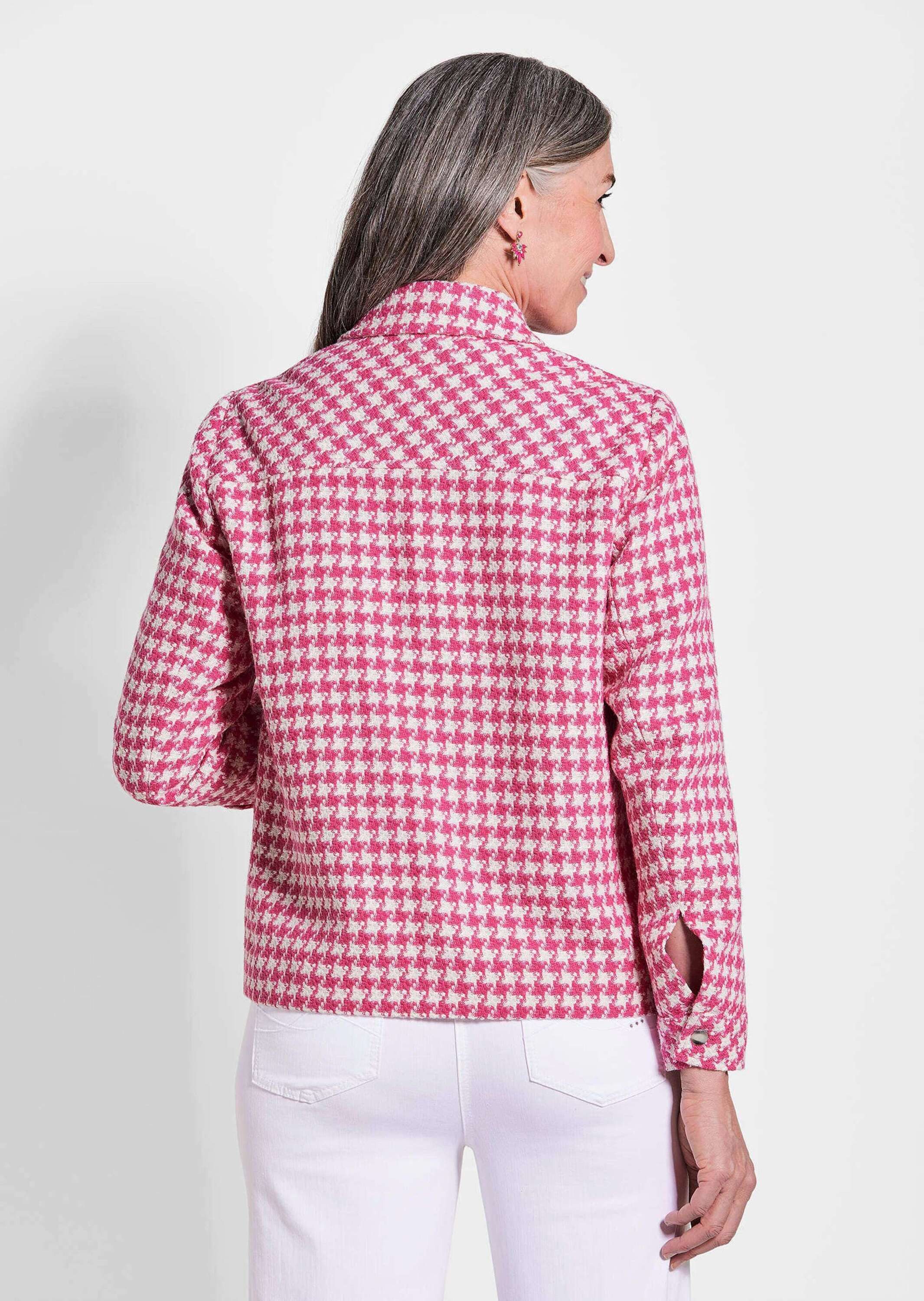 GOLDNER Jerseyblazer Blazer mit Hahnentrittmuster Langarm Damenblazer, klassisch, gemustert, Baumwollmix