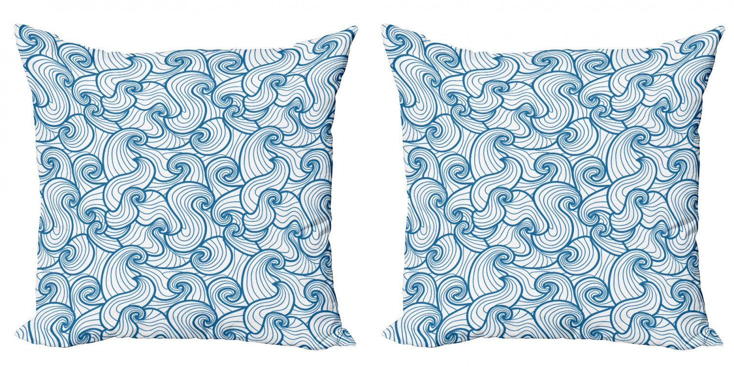 Kissenbezüge Modern Accent Doppelseitiger Digitaldruck, Abakuhaus (2 Stück), Abstrakt Wirbelnde Oceanic Waves
