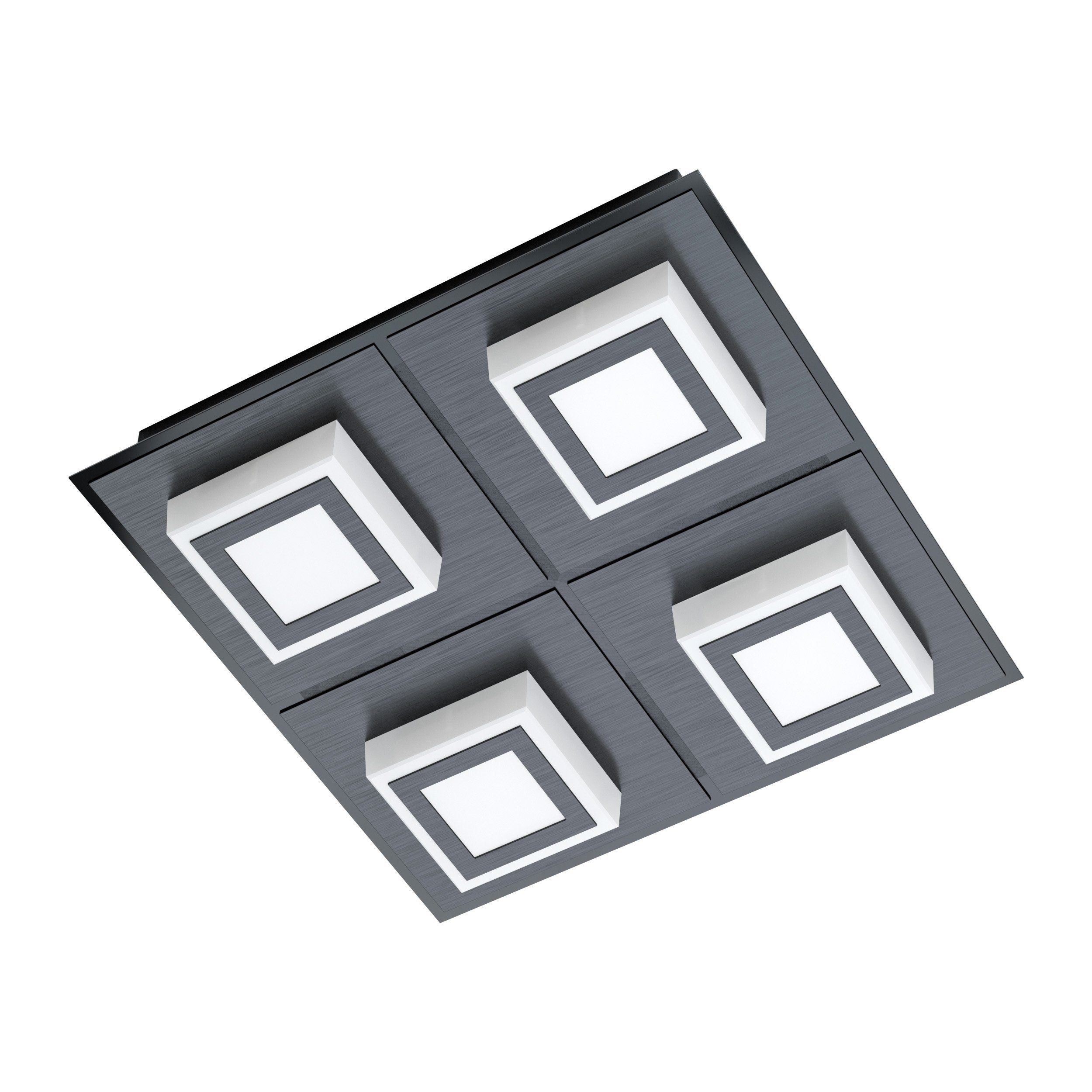 EGLO LED Deckenleuchte Masiano 1, Leuchtmittel inklusive, Deckenlampe in Schwarz, Satiniert, Wohnzimmerlampe, warmweiß