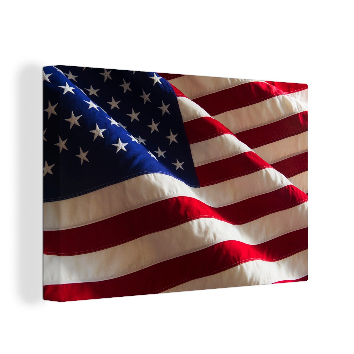 OneMillionCanvasses® Leinwandbild Ausschnitt aus einer Flagge der Vereinigten Staaten, (1 St), Wandbild Leinwandbilder, Aufhängefertig, Wanddeko, 30x20 cm
