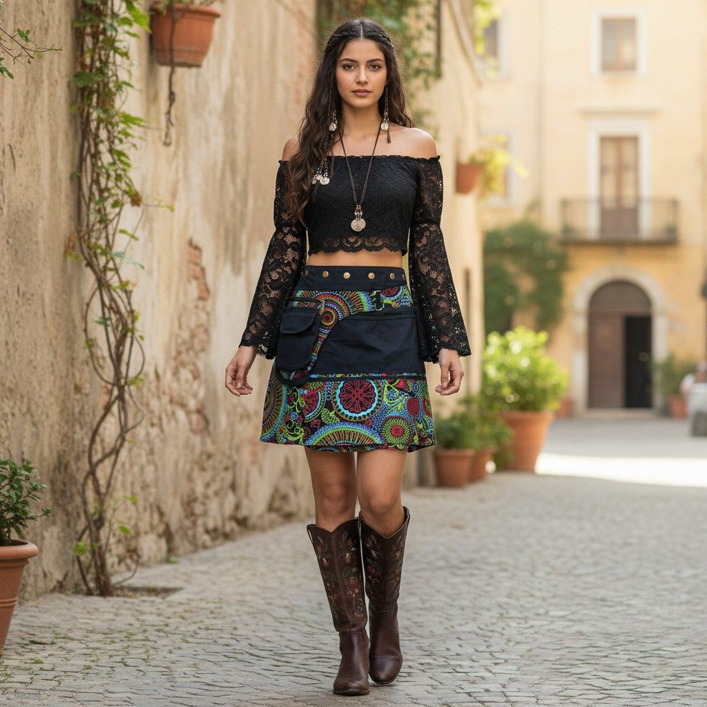 Guru-Shop Minirock Wickelrock, kurzer Rock, Cacheur, Boho.. alternative Bek günstig online kaufen