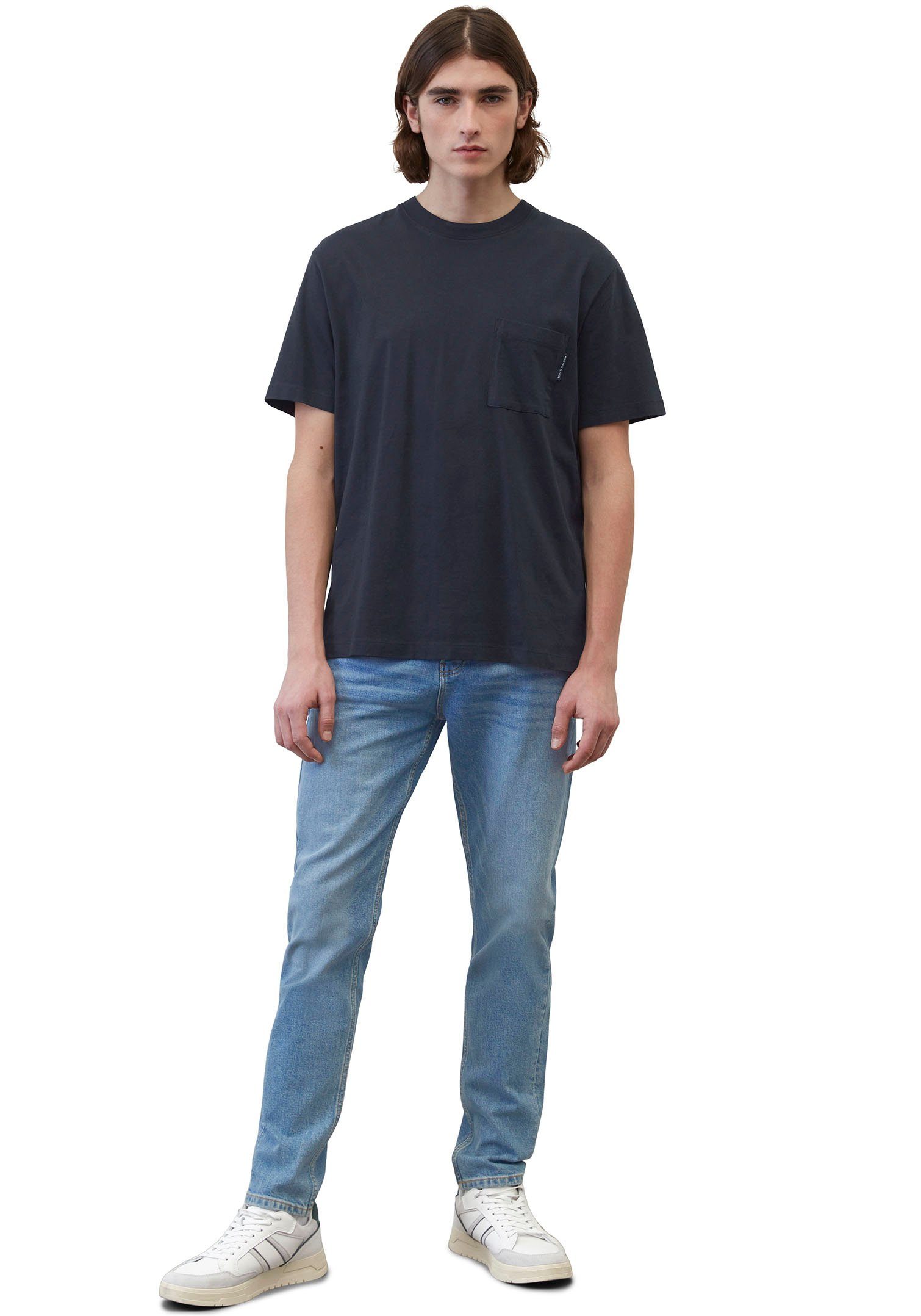 aufgesetzter T-Shirt Brusttasche Marc mit O'Polo dunkelblau DENIM