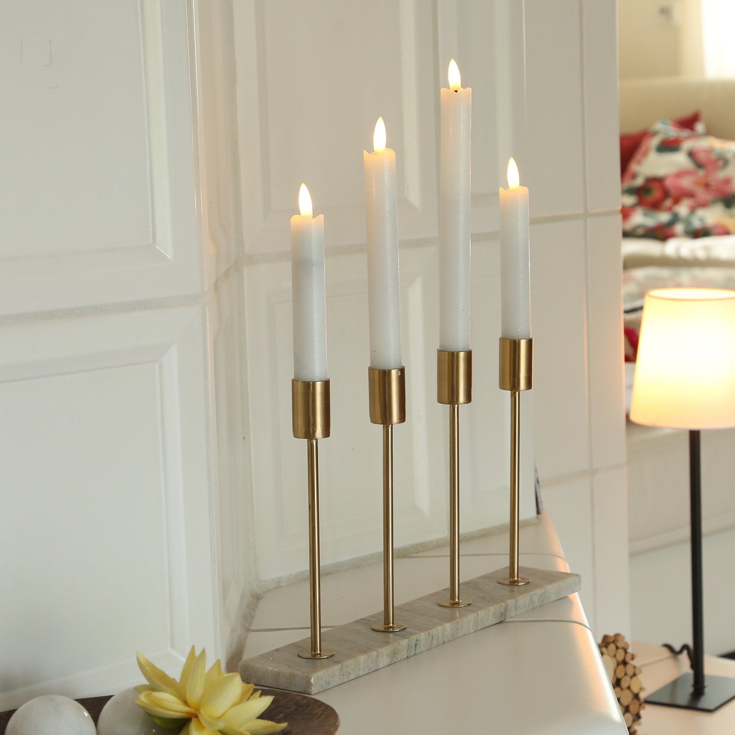 St) Weihnachten Kerzenhalter MARELIDA Kerzenständer Kerzenhalter Marmor Advent (1 Stabkerzenhalter