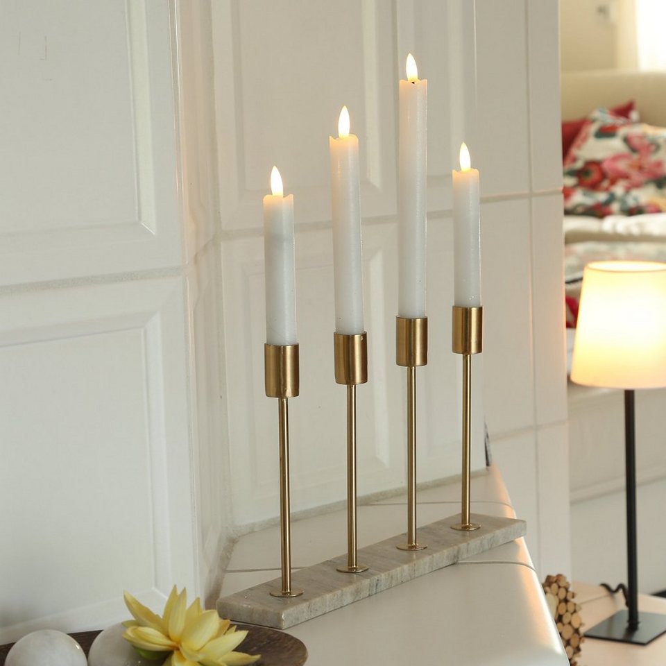 Advent Kerzenhalter Kerzenständer Kerzenhalter Weihnachten MARELIDA Marmoroptik Beige St), Marmor Stabkerzenhalter (1