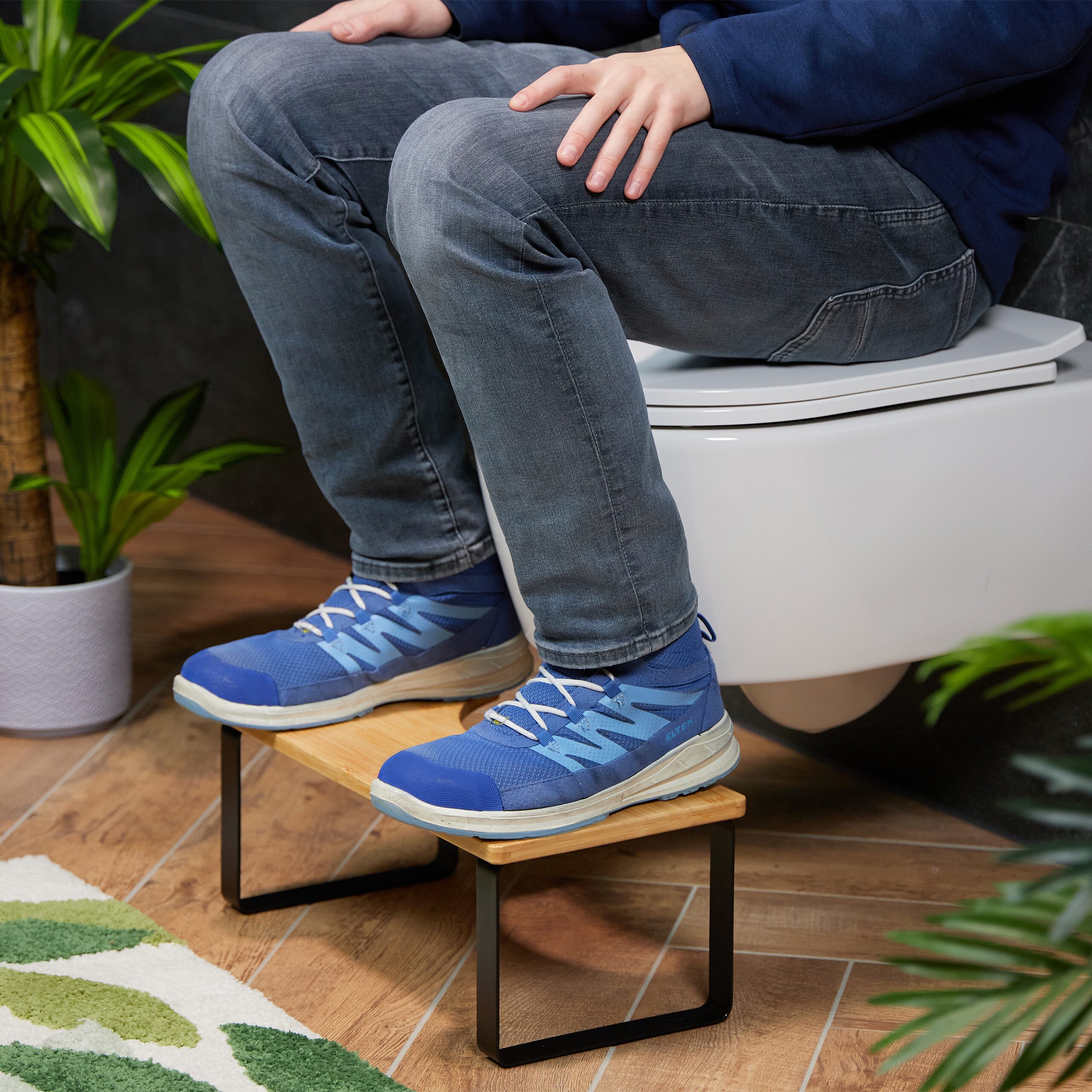 relaxdays Badhocker Toilettenhocker Bambus & Metall günstig online kaufen