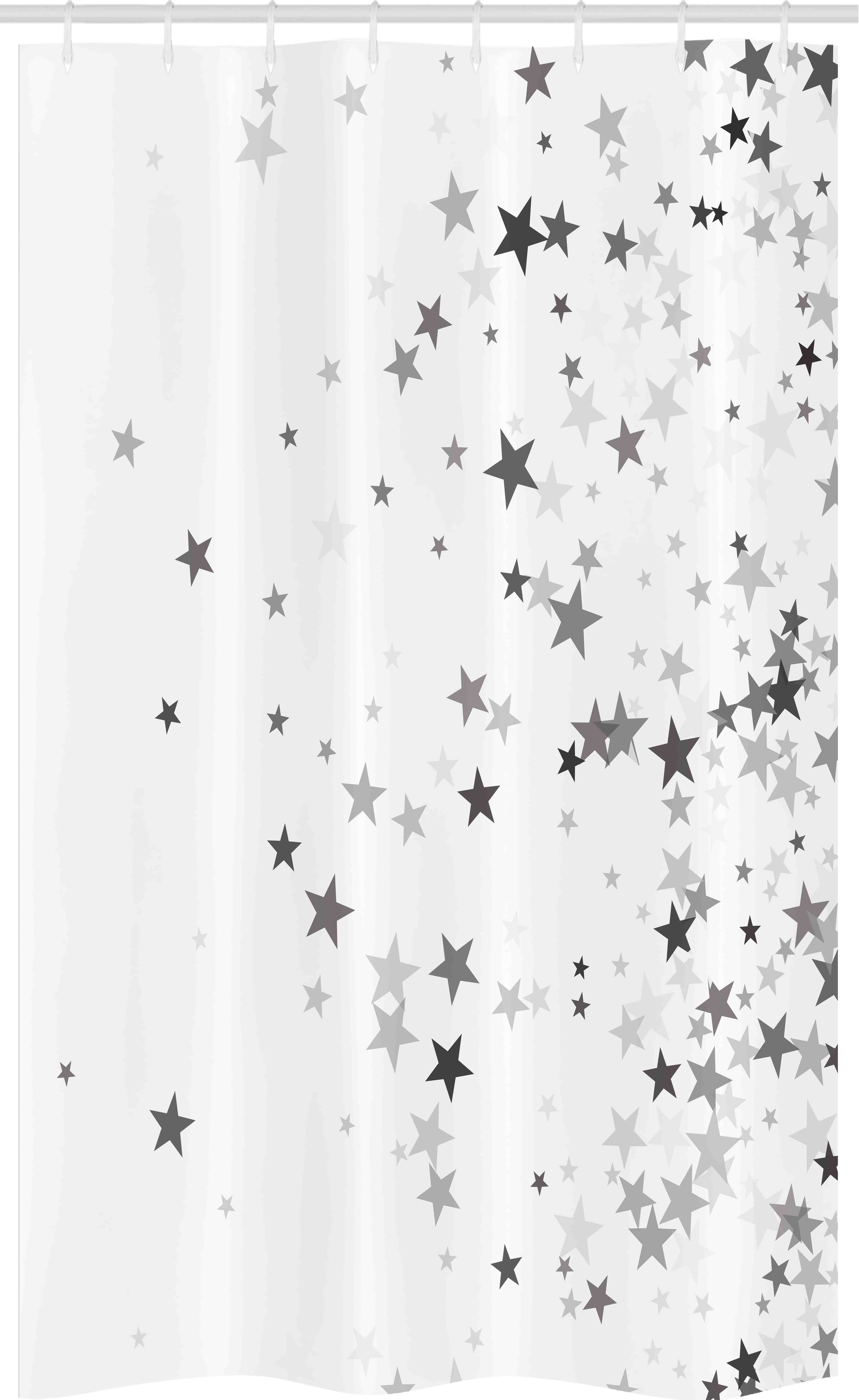 Abakuhaus Duschvorhang Badezimmer Deko Set aus Stoff mit Haken Breite 120 cm, Höhe 180 cm, Sterne Grau Sterne Celebration