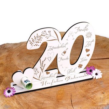 Dekolando Deko-Buchstaben Aufsteller 20 Jahre Geburtstag Herzlichen Glückwunsch Geldgeschenk (weiß, 3tlg), 17 x 24 cm