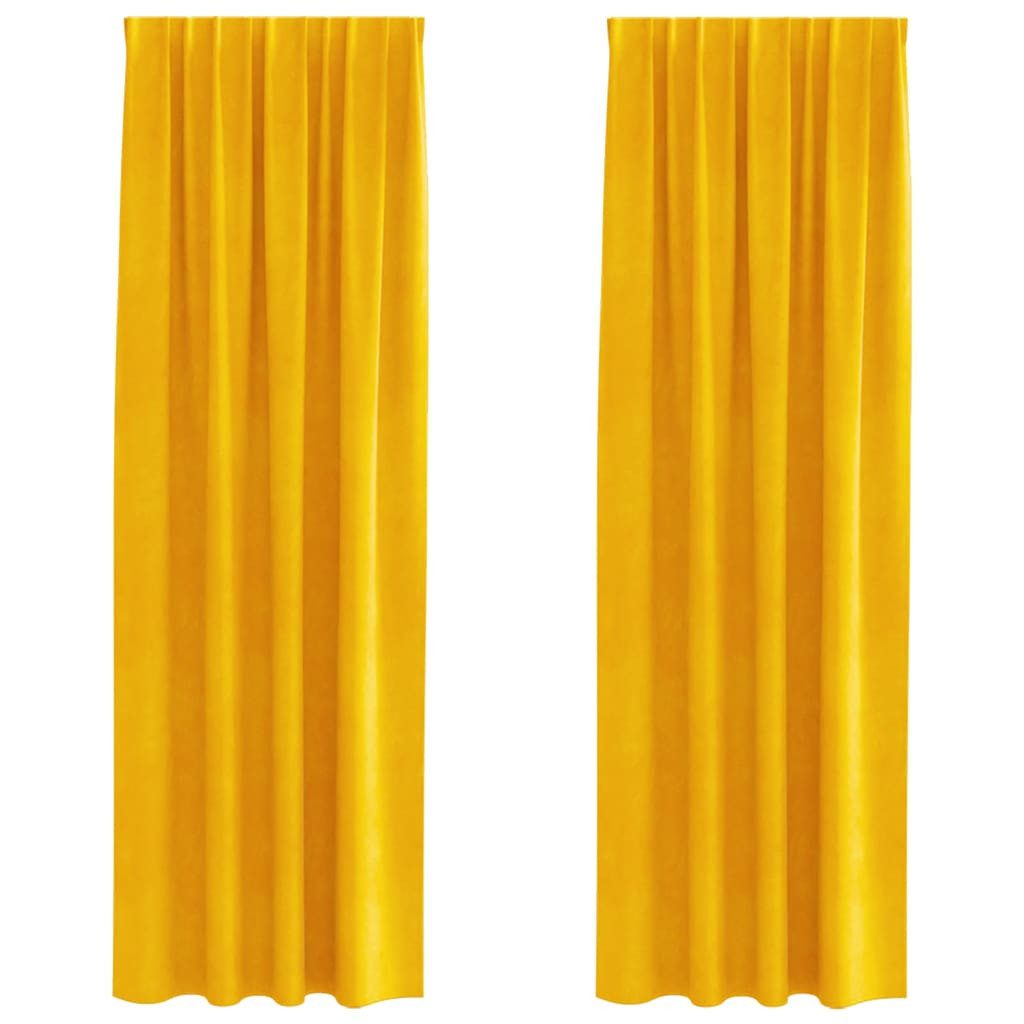 vidaXL Vorhang Verdunkelungsvorhänge 2 stk. Senfgelb 140 x 225 cm Samt (2 St), Samt