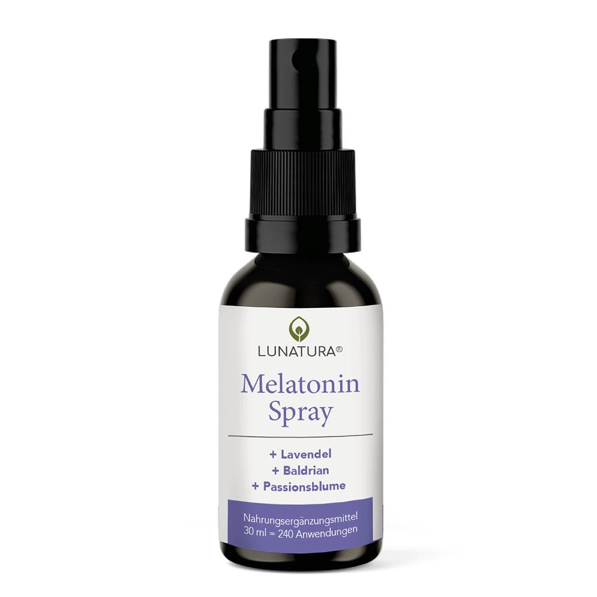 Lunatura Melatonin Spray mit Pflanzenextrakten Lavendel und Baldrian 30 ml Flüssigkeit