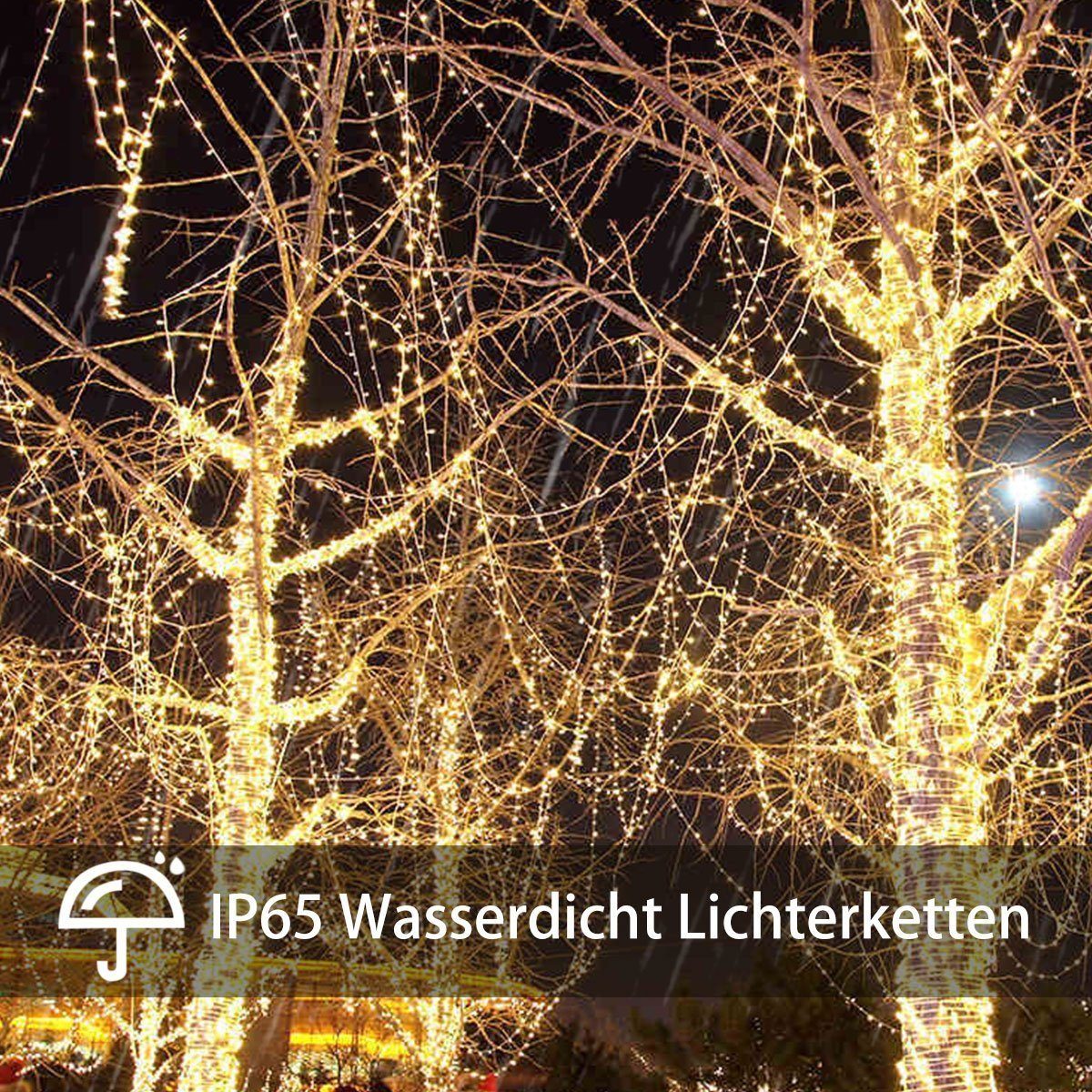 100 Außen Lichtervorhang fest Modi, Innen LED LETGOSPT Warmweiß, 8 LEDs LED Solarleuchte LED ‎Kaltweiß, Solarlampen 200/ Wasserdicht, Lichterkette integriert, IP65 Solarleuchte, Bunt, mit Solar Deko Wasserdicht, Garten 12m/22m