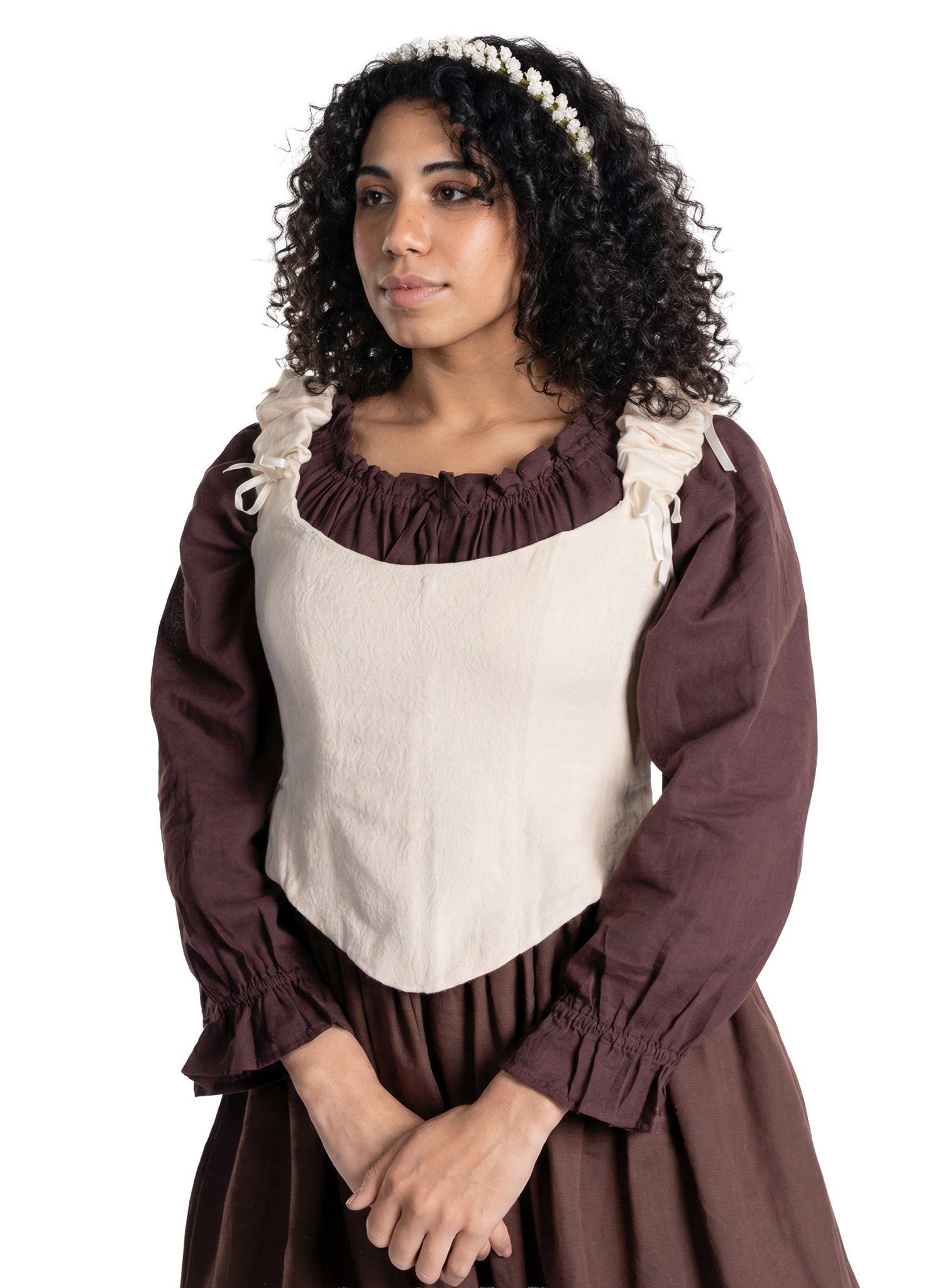 Metamorph Hexen-Kostüm Einfache Corsage mit Stäbchen weiß, Hochwertige und authentische Mittelalterkleidung zu unschlagbar günst