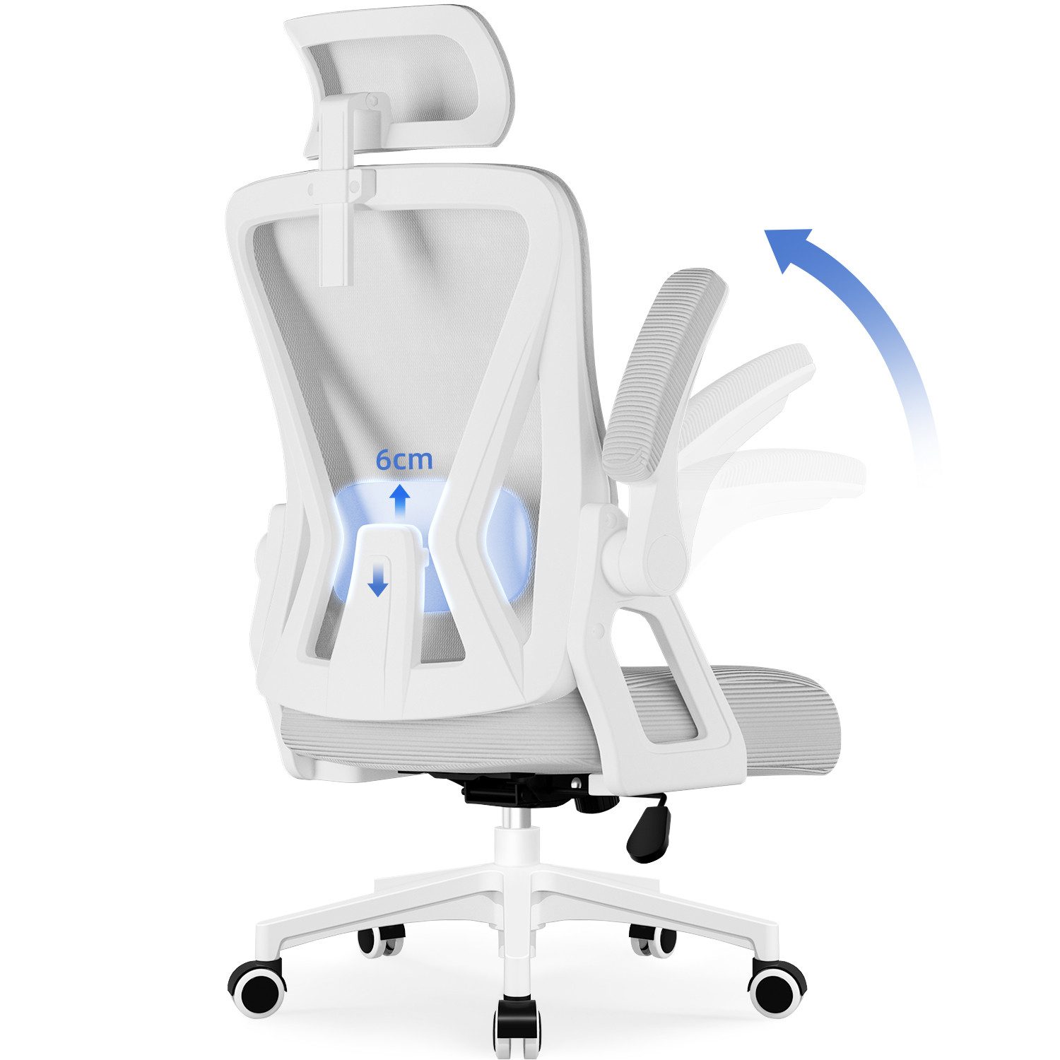 Adormii Bürostuhl Ergonomischer Bürostuhl mit klappbaren Armlehnen und Rück günstig online kaufen