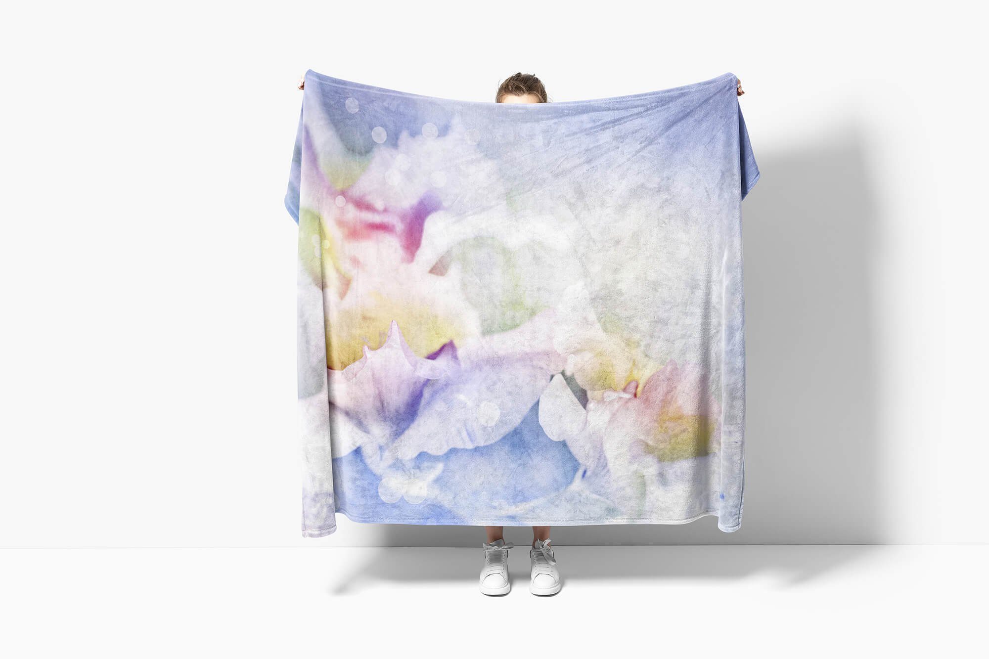 Handtuch Baumwolle-Polyester-Mix Kuscheldecke Handtücher Blumen (1-St), Sinus Art Handtuch Blüten Strandhandtuch Kuns, Fotomotiv Saunatuch mit