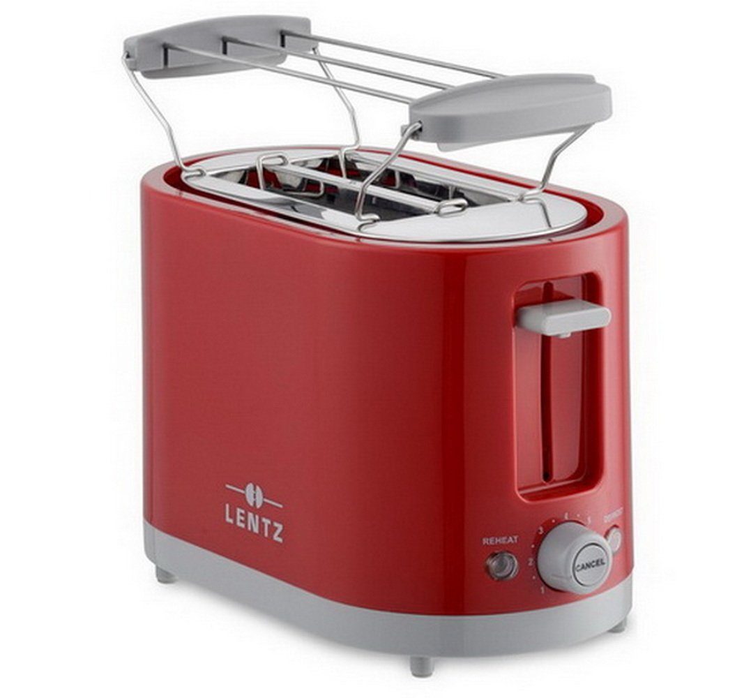 Lentz 2-in-1-Toaster Toastautomat, Brötchentoaster, Röster, 2 kurze Schlitze, für 2 Scheiben normale Toasts, 750 W, 7 Bräunungsstufen, automatische Scheibenzentrierung