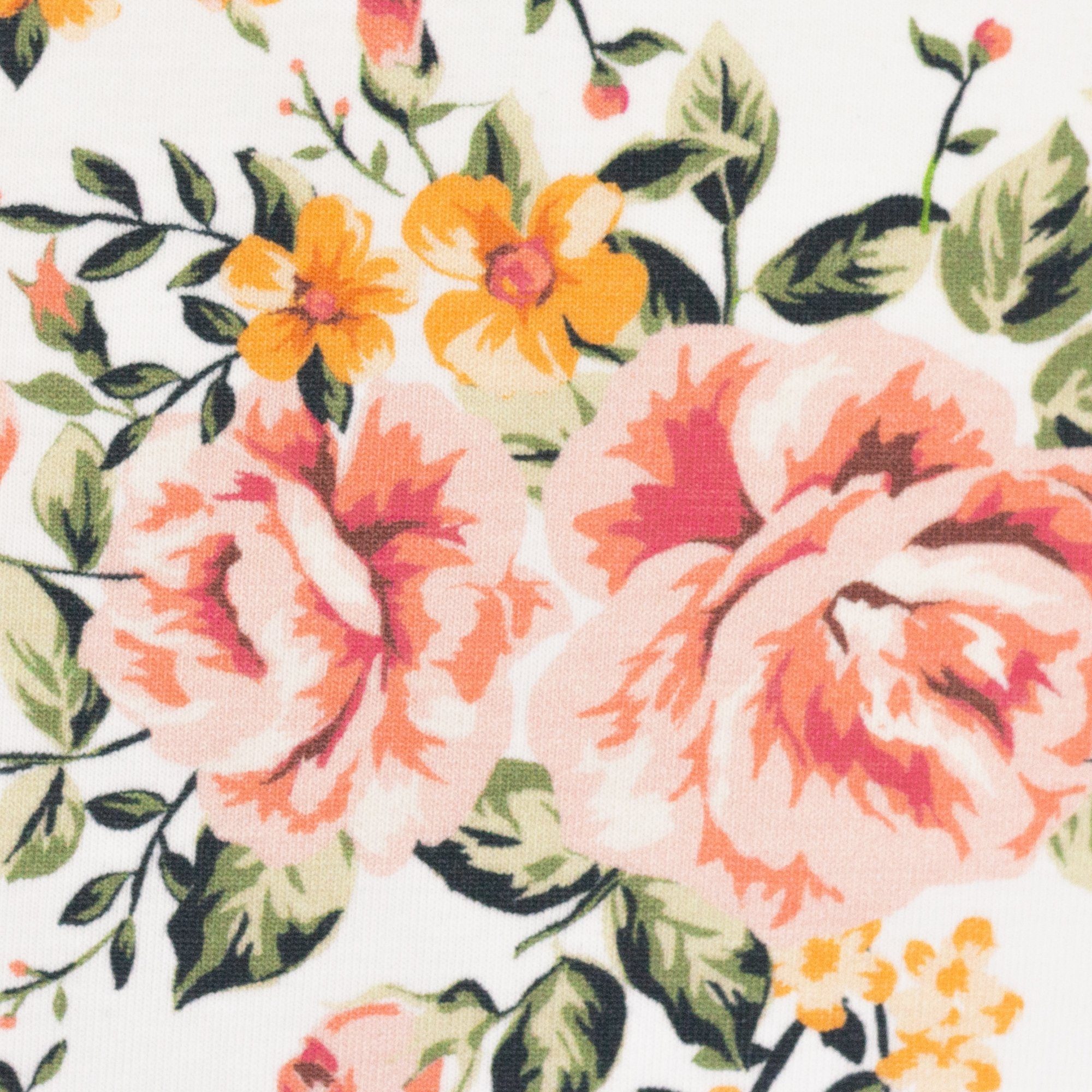 larissastoffe Stoff Jersey Blumen Rosen, Swafing Jonne weiß, Meterware, 50 cm x 150 cm