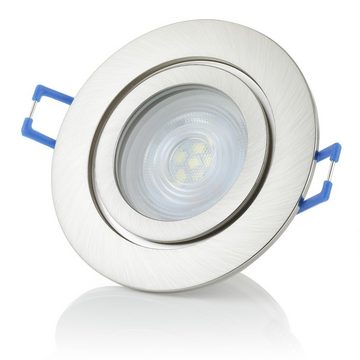 Sweet LED LED Einbaustrahler spots Bad dimmbar chrom Aluminium IP44 GU10 7W 6 stück, LED fest integriert, warmweiß, Deckenspots, Deckenstrahler,Einbauleuchten
