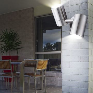 etc-shop Außen-Wandleuchte, Leuchtmittel inklusive, Warmweiß, LED Außen Bereich Wand Leuchte Edelstahl Garten Glas Strahler