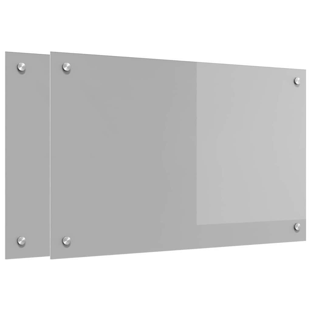 vidaXL Küchenrückwand Küchenrückwand 2 stk. Hellgrau 80 x 50 cm Gehärtetes Glas, (2-tlg)