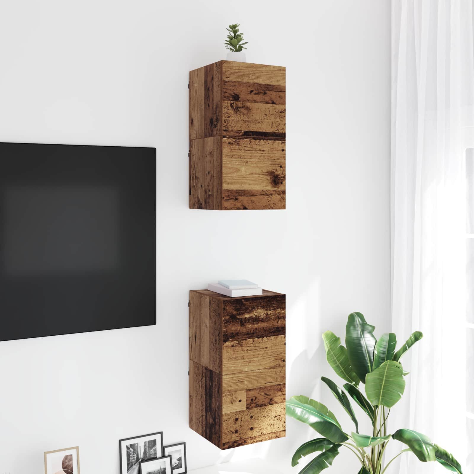 vidaXL TV-Wand Wandmontiertes TV-Regal Altholz Holzwerkstoff