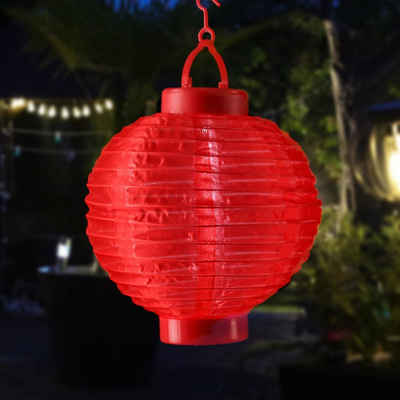 MARELIDA LED Lampion LED Solar Lampion 20cm Party Balkon Terrasse Garten Laterne rot, LED Classic, kaltweiss (5300K bis 6000K)