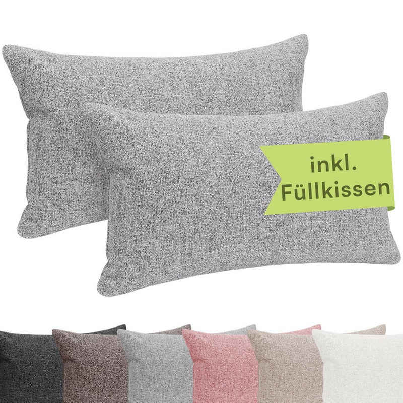 Selfitex Dekokissen incl. Füllkissen. 2er Set aus hochwertigem Polsterstoff, 2 Kissenbezüge, 2 Füllkissen