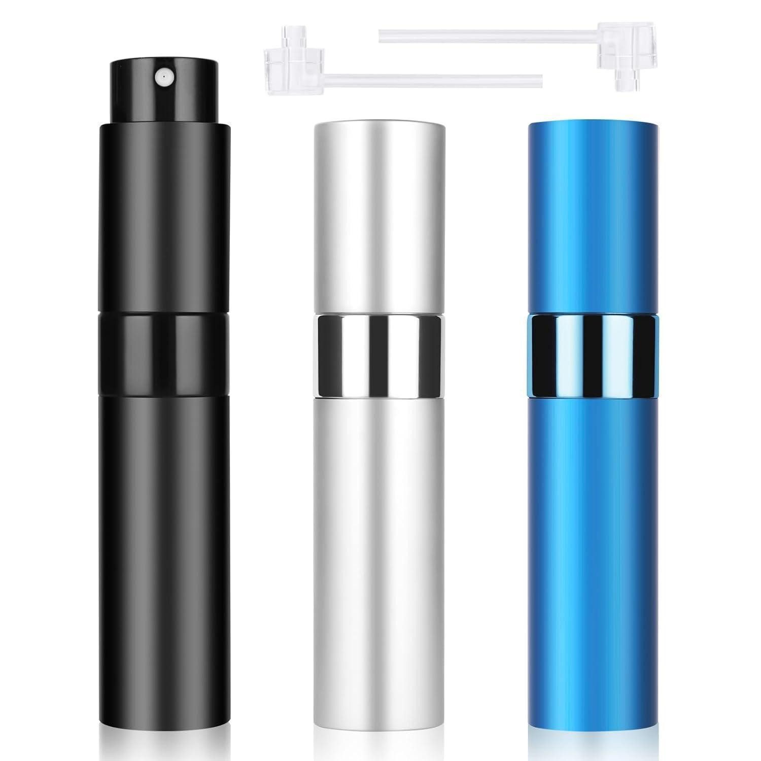 LuxusKollektion Parfümzerstäuber Parfümzerstäuber Mini Reise Nachfüllbar Glas 10ml schwarz blau silber