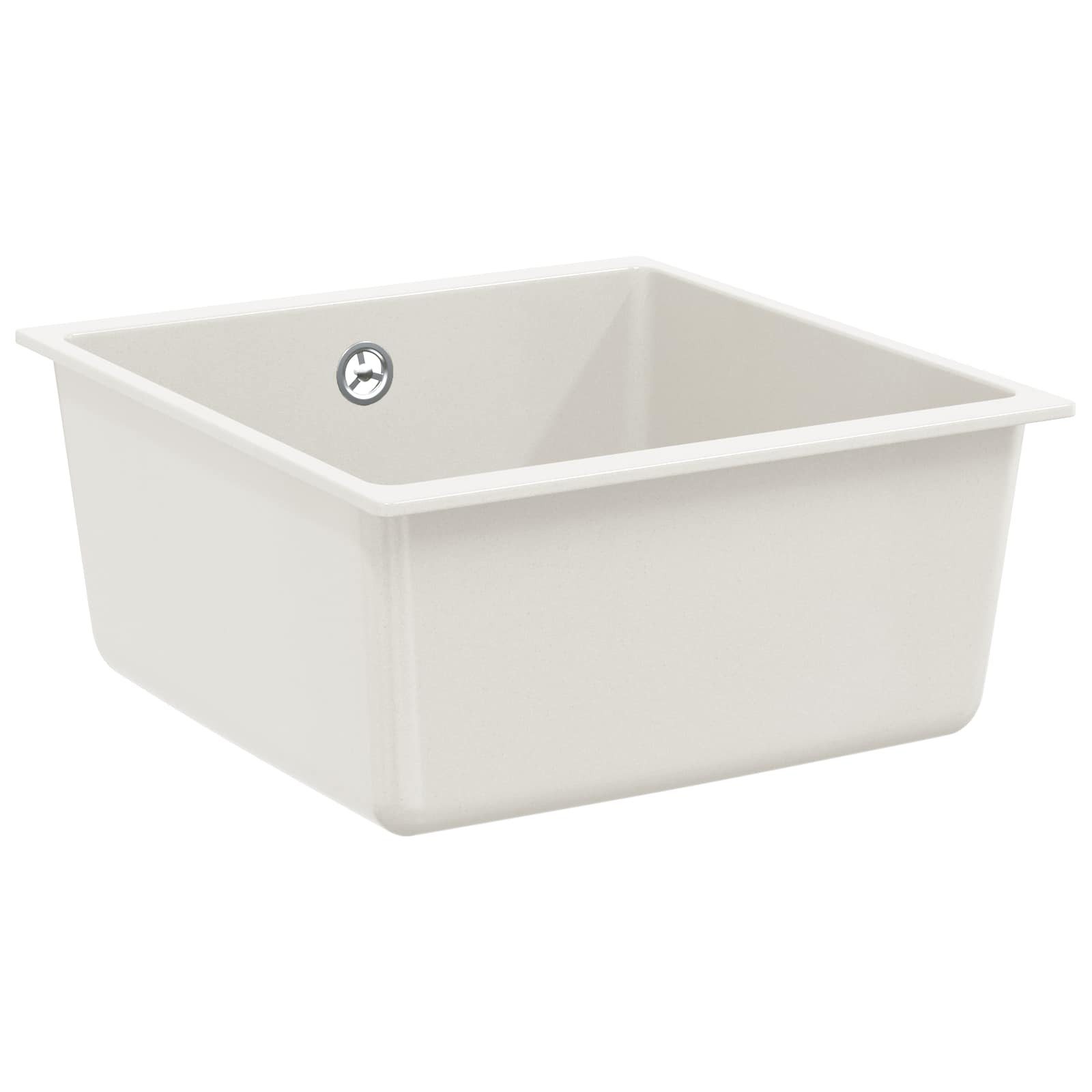 vidaXL Granitspüle Waschbecken Weiß 430 x 460 mm 80% Quarz und 20% Harz, Rechtwinklig, 5/430 cm, (1 St)