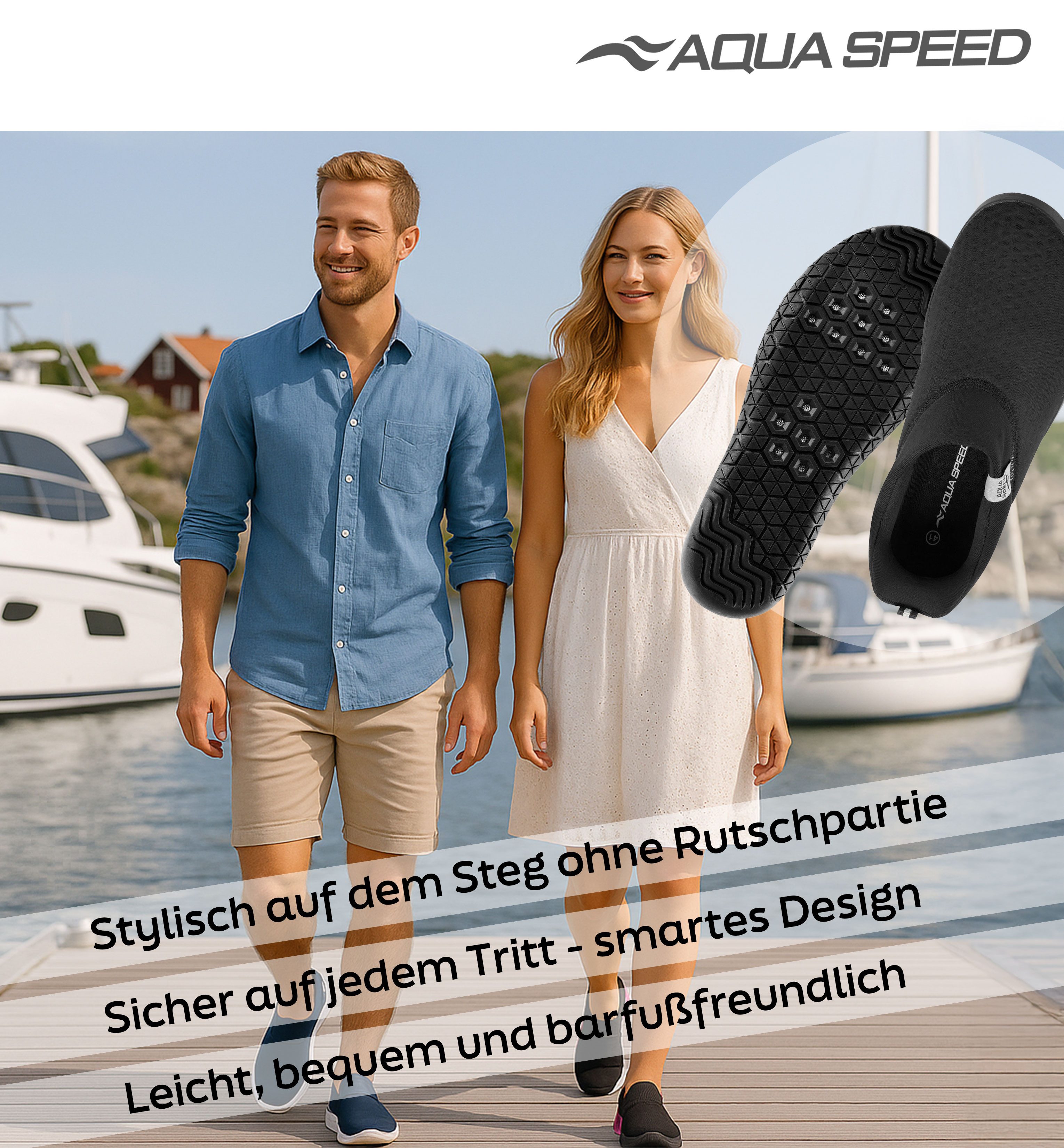 Aqua Speed Aqua Speed Lagarto Aquaschuhe Gr. 46 – Herren Badeschuh mit Mikrotuch Wasserschuh (Hochwertige Herren Wasserschuhe – Für See, Meer & Garten) Herren Wasserschuhe inkl. Mikrofaserhandtuch – Sicher & stilvoll