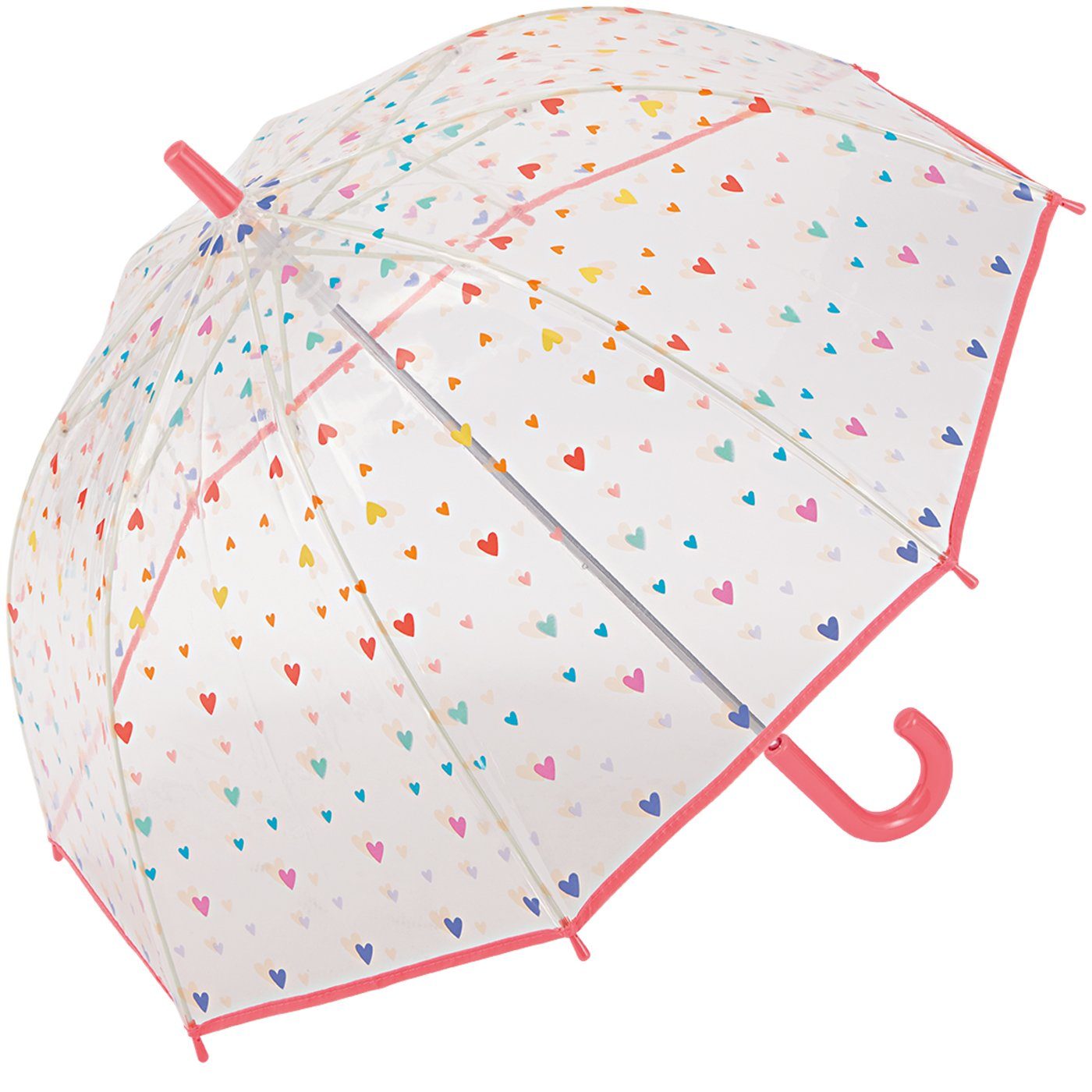 Esprit Stockregenschirm kleiner, leichter Transparentschirm für Kinder, mit  niedlichem, bunten Herzen-Design für Mädchen