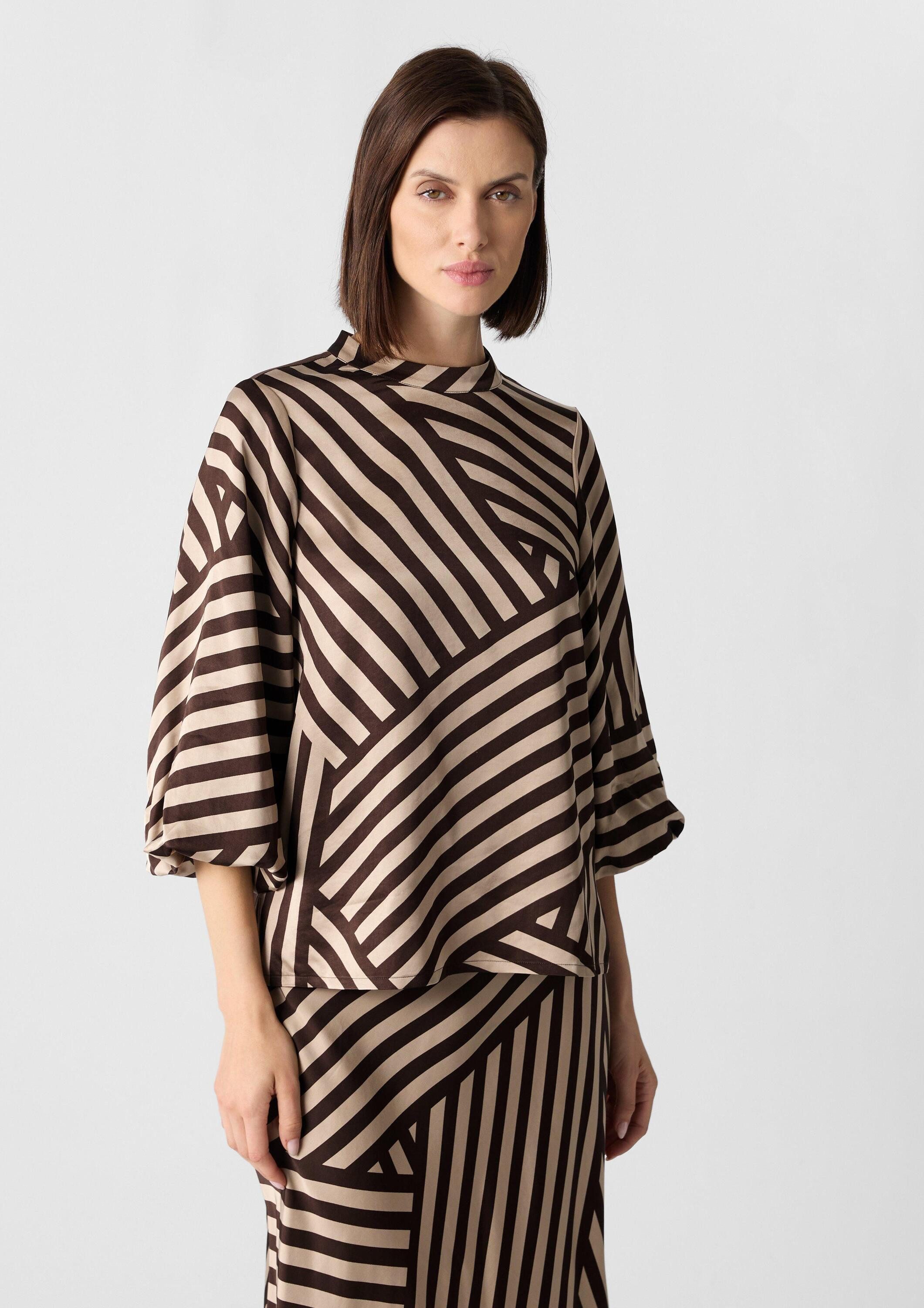 comma Kurzarmbluse Bluse Satinbluse mit voluminösen Ärmeln