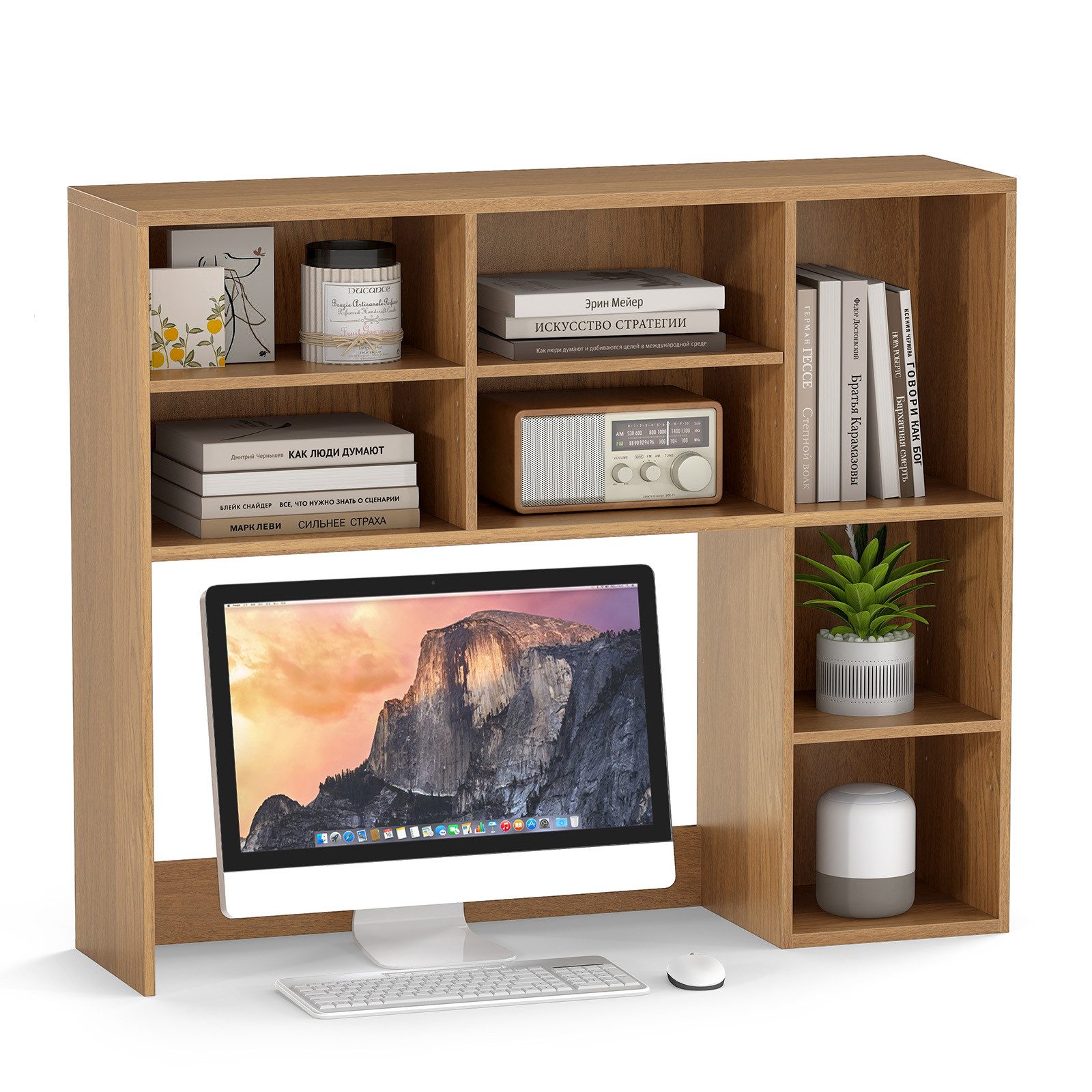 COSTWAY Mehrzweckregal, Schreibtischaufsatz Tischregal mit 7 Fächern 94x25x günstig online kaufen