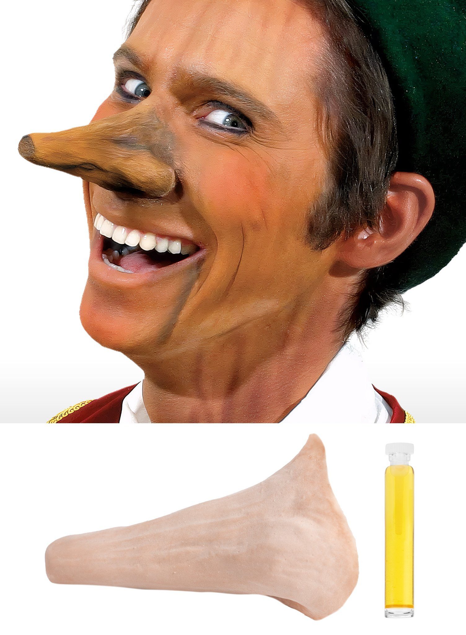 Maskworld Kostüm Pinocchio Latexnase, Pinocchionase zum Ankleben