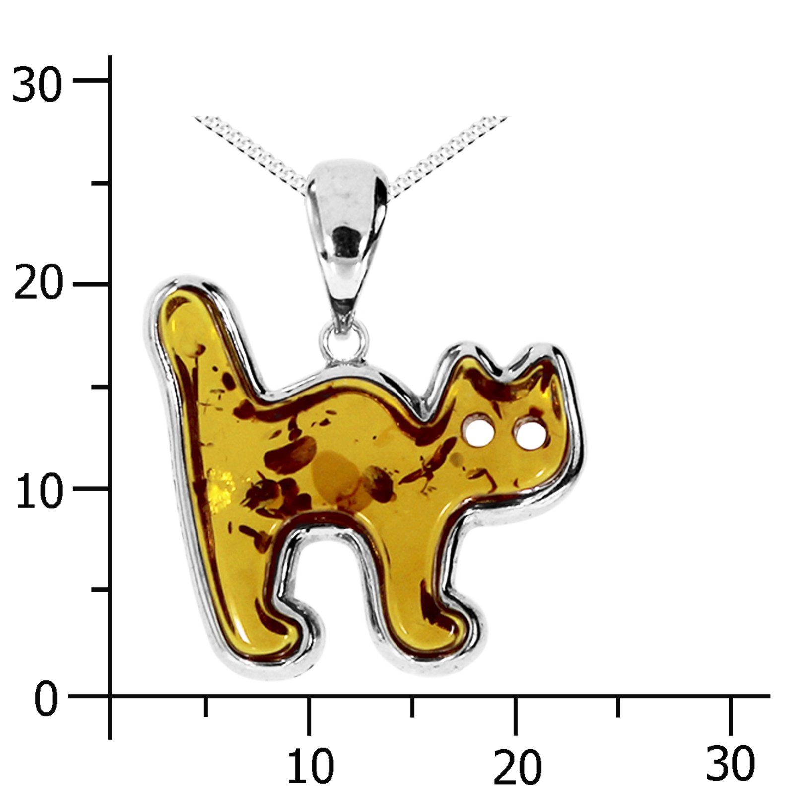 OSTSEE-SCHMUCK Kette mit Anhänger - Katze - Silber 925/000 - Bernstein (2-tlg)