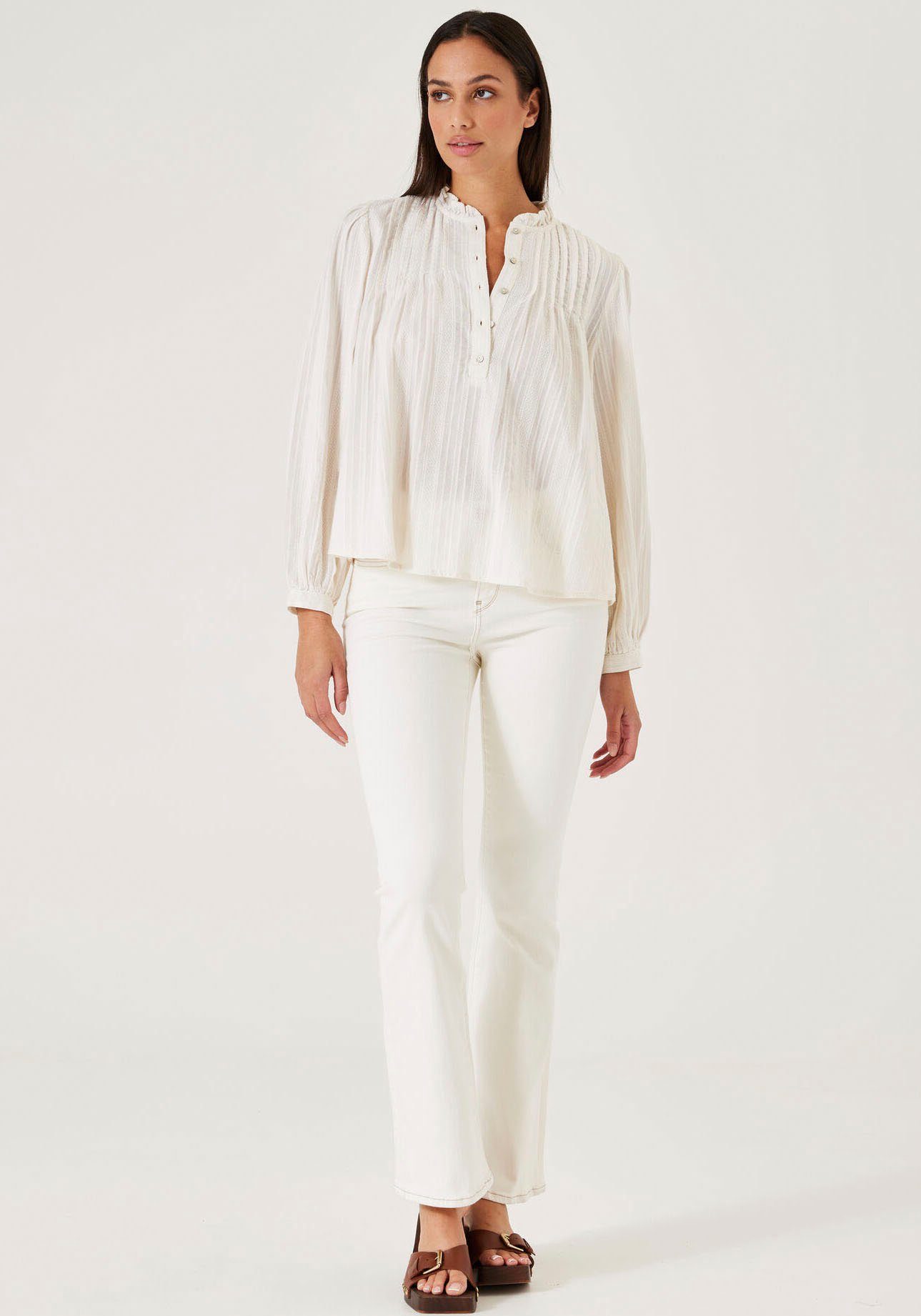 GARCIA Damen Bluse Langarm – Aus 100% Viskose, Mit Noppenstruktur, Regular Fit