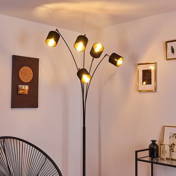 hofstein Stehlampe »Costa« moderne Stehleuchte aus Metall/Stoff in Schwarz/Gold, ohne Leuchtmittel, 3000 Kelvin, E14, Höhe 204cm, mit verstellbaren Textil-Schirmen und Fußschalter