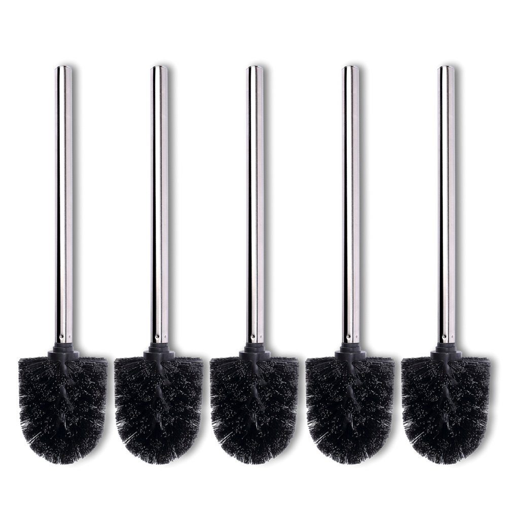 WC-Reinigungsbürste Schramm® 5er Pack WC Bürste Ersatzbürsten schwarz Bürstenkopf Edelstahl Griff Poliert Toilettenbürste Toilettenbürsten Bürsten