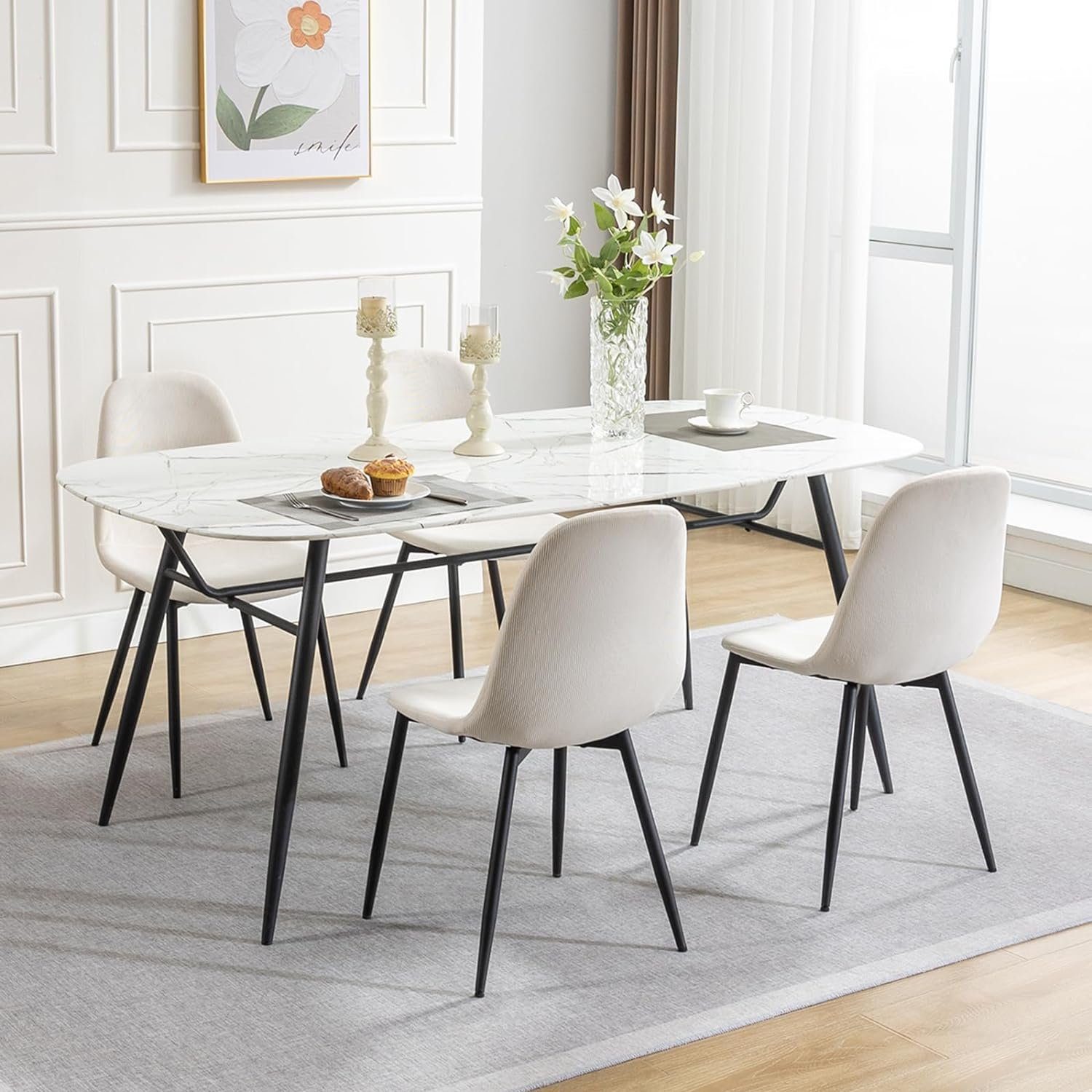 EUGAD Küchenstuhl (4 St), Esszimmerstühle Skandinavisch modern, Metallbeine günstig online kaufen