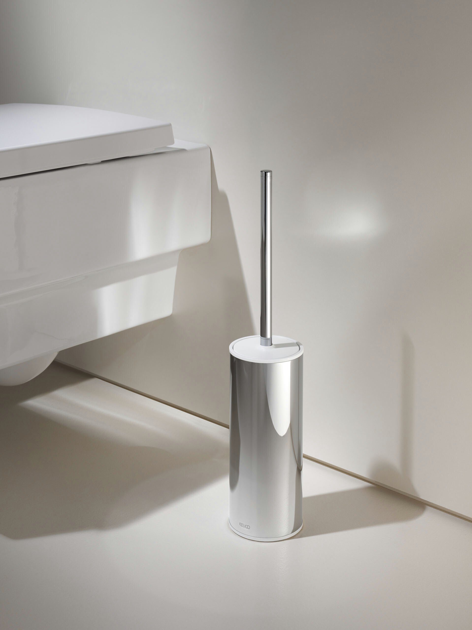 Keuco WC-Reinigungsbürste Moll, (Set), Toilettenbürsten-Garnitur aus Metall, verchromt, mit weißem Chrom/Weiß