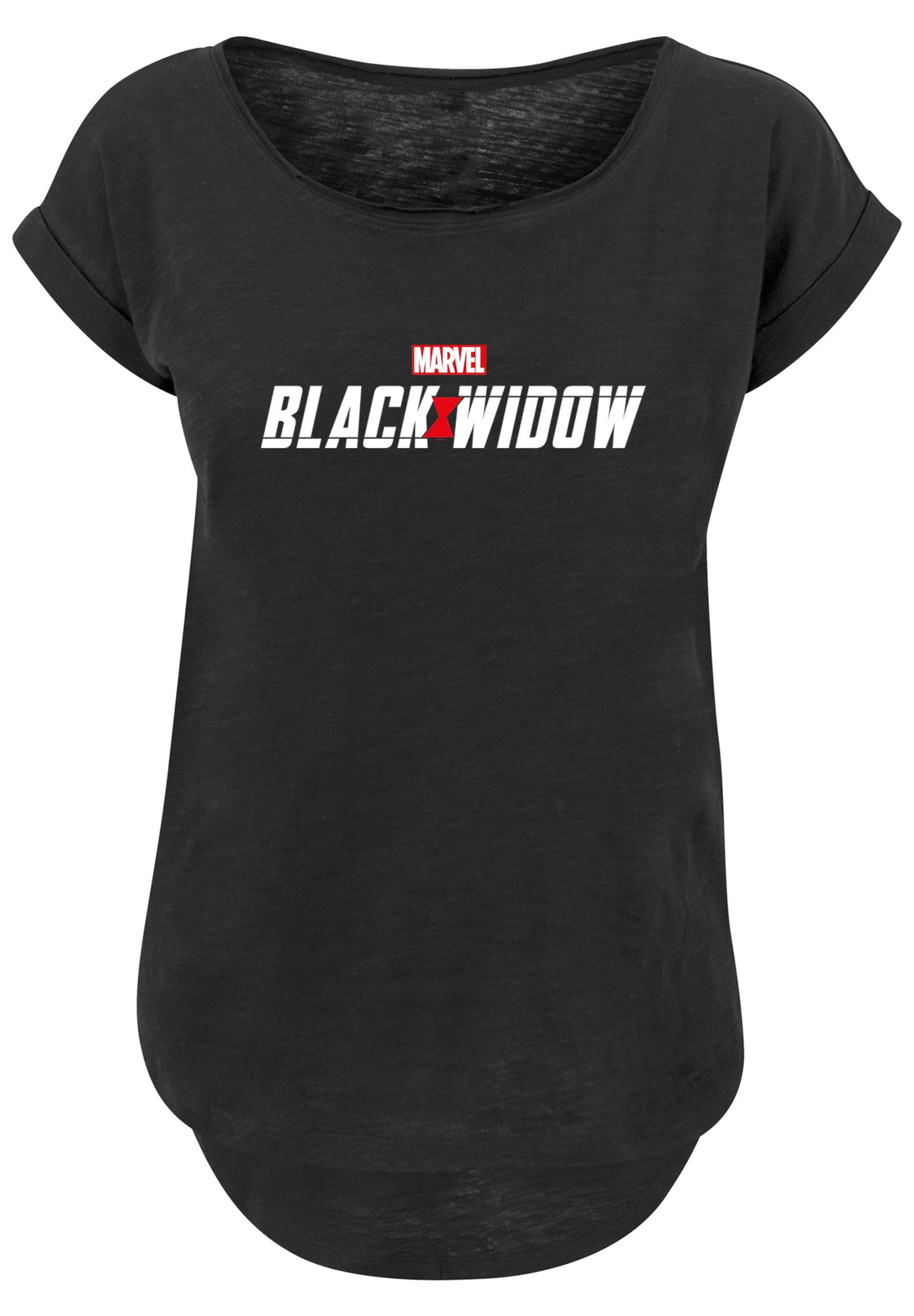 F4NT4STIC Kurzarmshirt Damen Marvel Black Widow Movie Logo with Ladies Long Slub Tee (1-tlg)