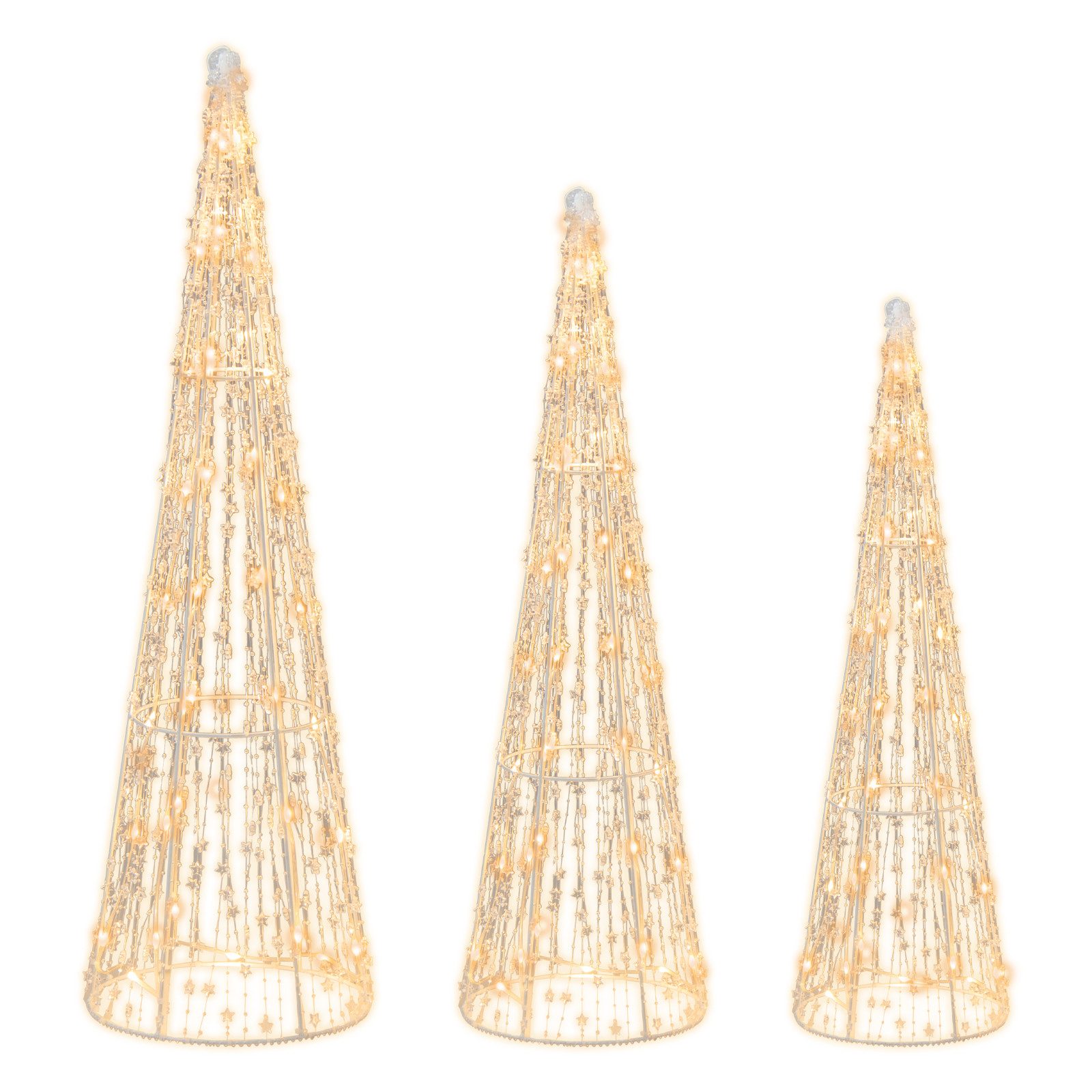 COSTWAY LED-Dekofigur, 3er Weihnachtsbaum Kegelform mit günstig online kaufen