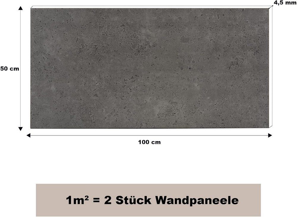 MDEKOR 3D Wandpaneel MDEKOR XPS Dekorative für Innenräume, (2-tlg) 1 m², Betonoptik 50x100 cm Gray Dark, Paneele 4,5 mm dick