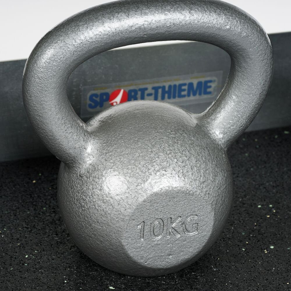 Sport-Thieme Kettlebell Kettlebell Hammerschlag, lackiert, 10 Grau, rutschfeste handliche, Griffe kg Besonders