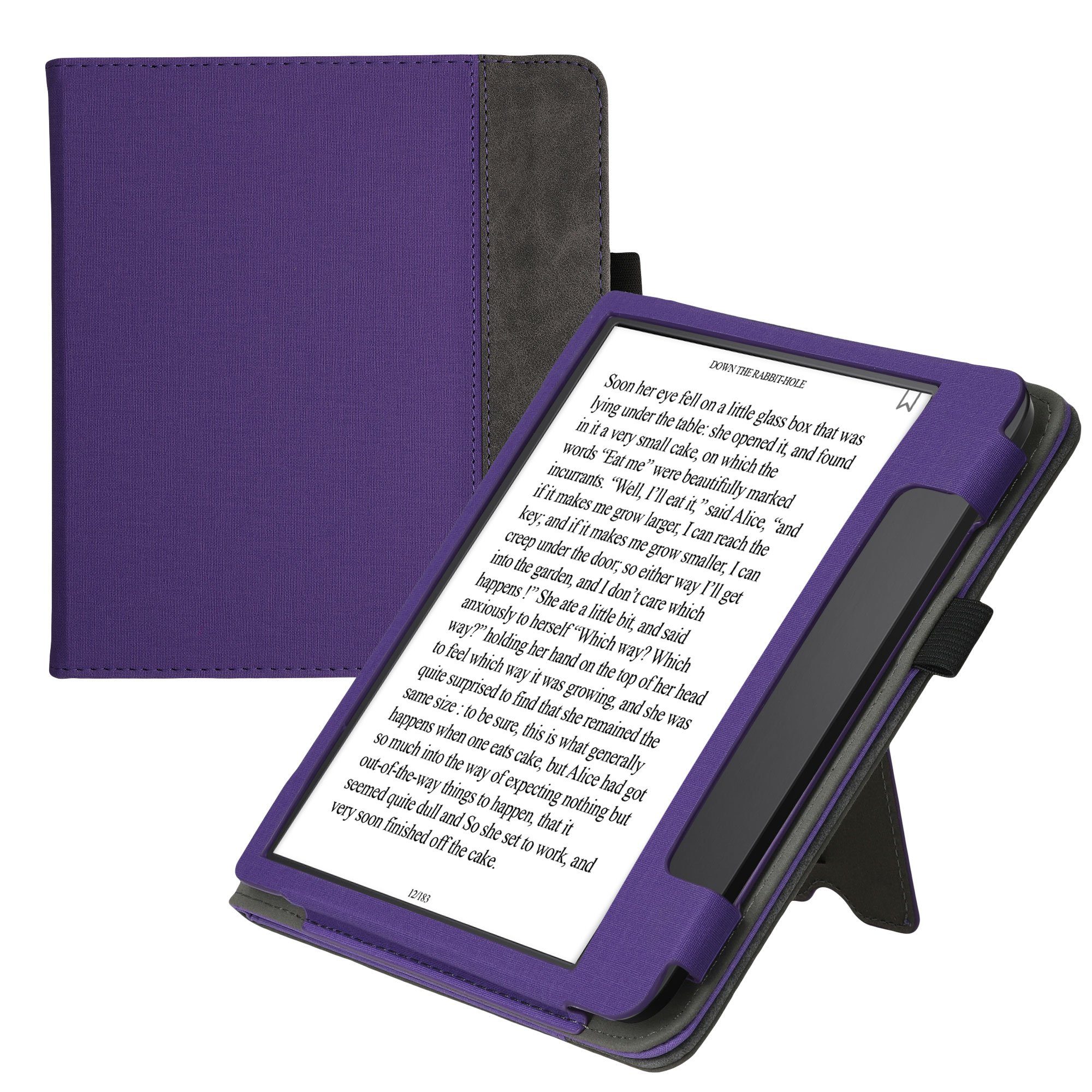 kwmobile E-Reader-Hülle Flip Schutzhülle für Tolino Epos 3, Handschlaufe - Cover Wildleder-Optik
