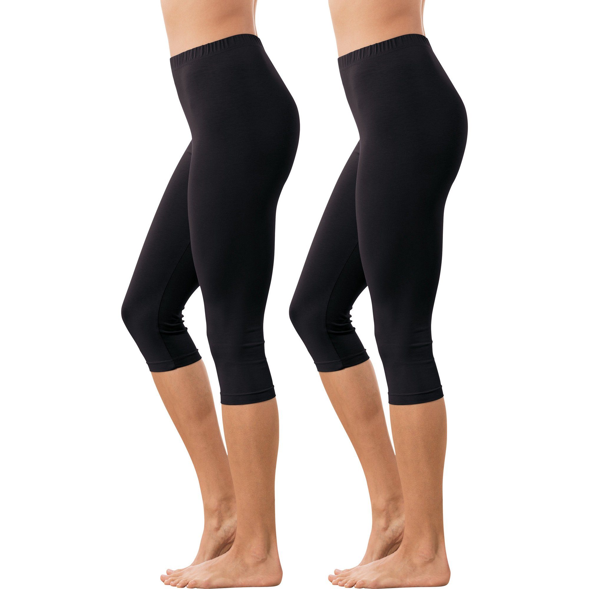 Erwin Müller Jogginghose Damen-Capri-Leggings 2er-Pack Uni