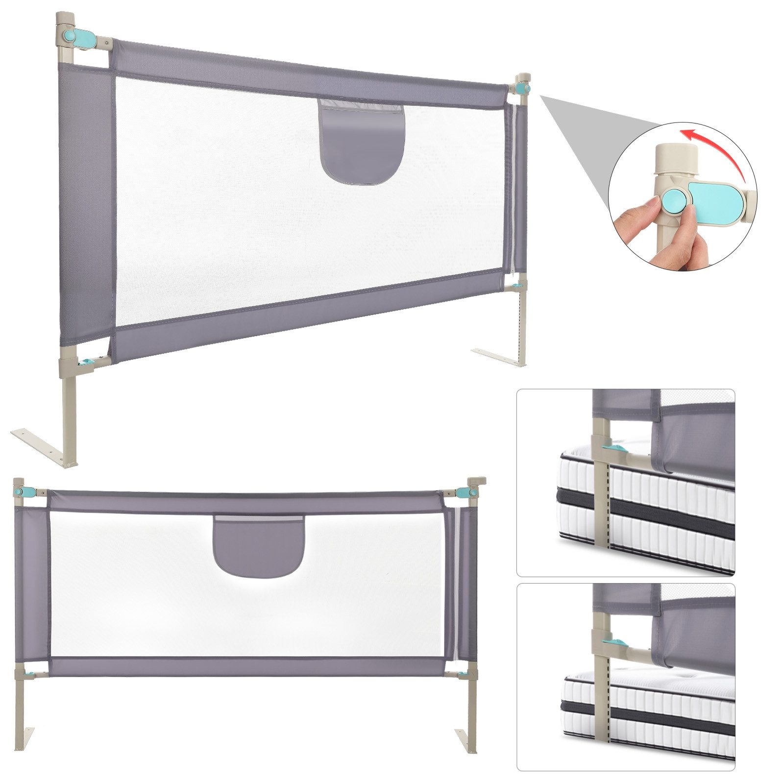 oyajia Bettschutzgitter Kinderbettgitter Babybettgitter, 150/180/200 cm,Rau günstig online kaufen