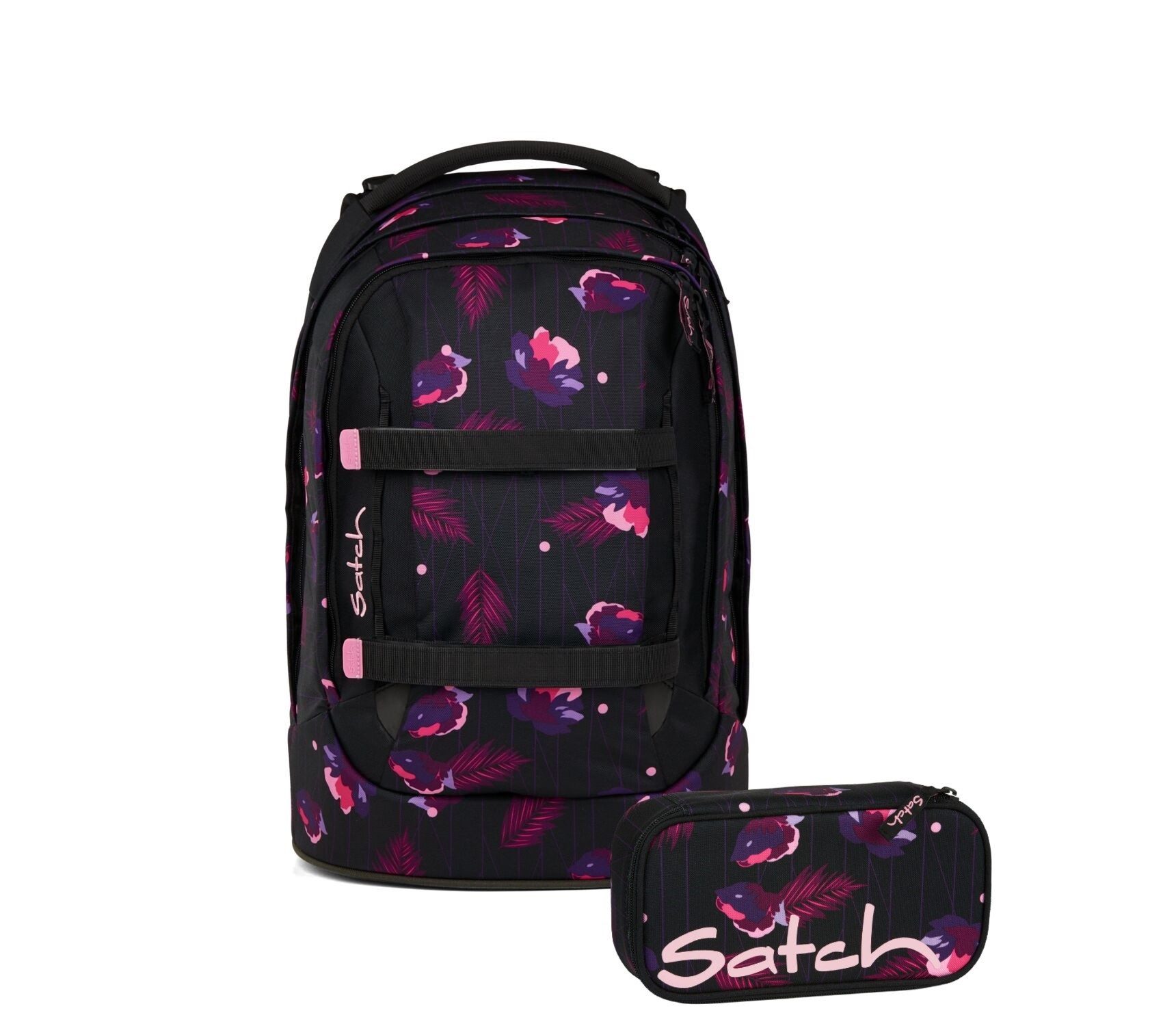 Satch Schulranzen Schulrucksack-Set PACK Mystic Nights 2-teilig (2-teilig), ergonomisch, Your-Size-System: auf Körpergröße anpassbar