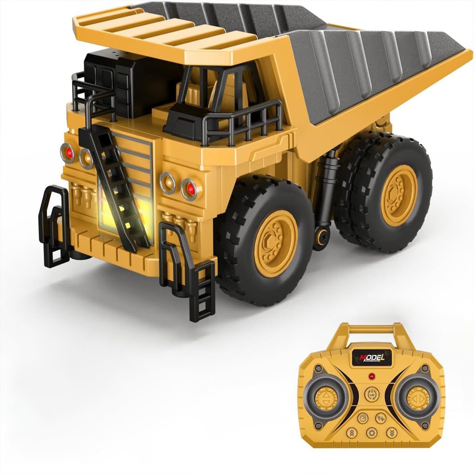 Esun RC-Truck RC LKW Dumper 12er Set, Mini RCKipplaster Spielzeug 1:64 (Set, Komplettset), Ferngesteuerter LKW mit Kippbett, Licht & Musik