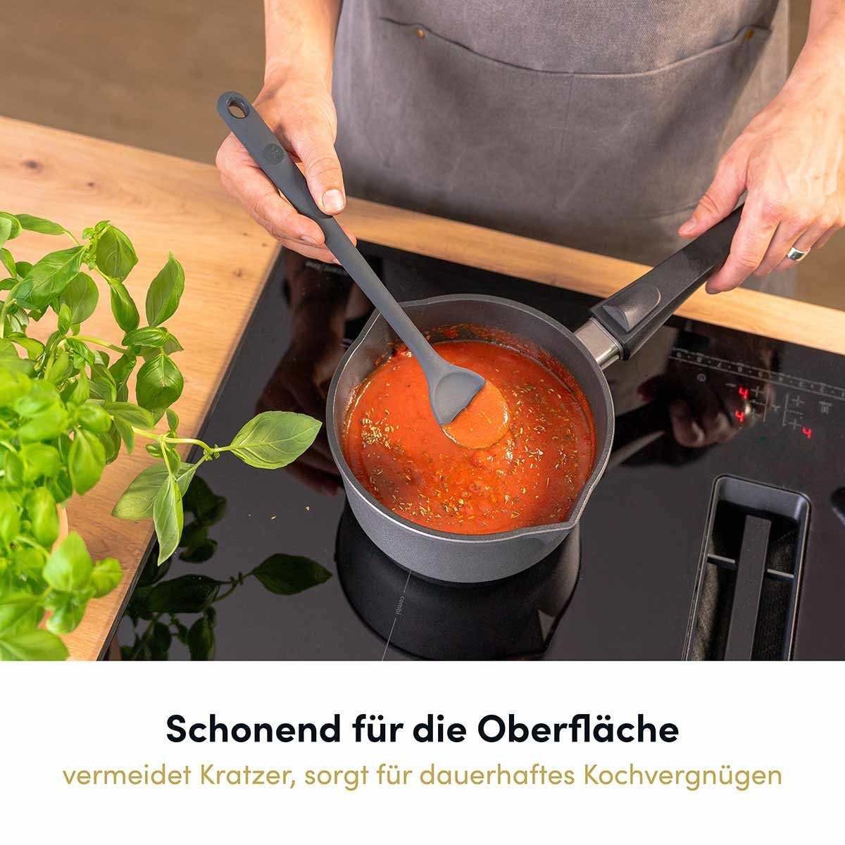 Hoffmann Germany Kochlöffel Rührlöffel Silikon Edelstahl 30 cm anthrazit, Edelstahlkern, geschmacksneutral, 200°C, spülmaschinenfest
